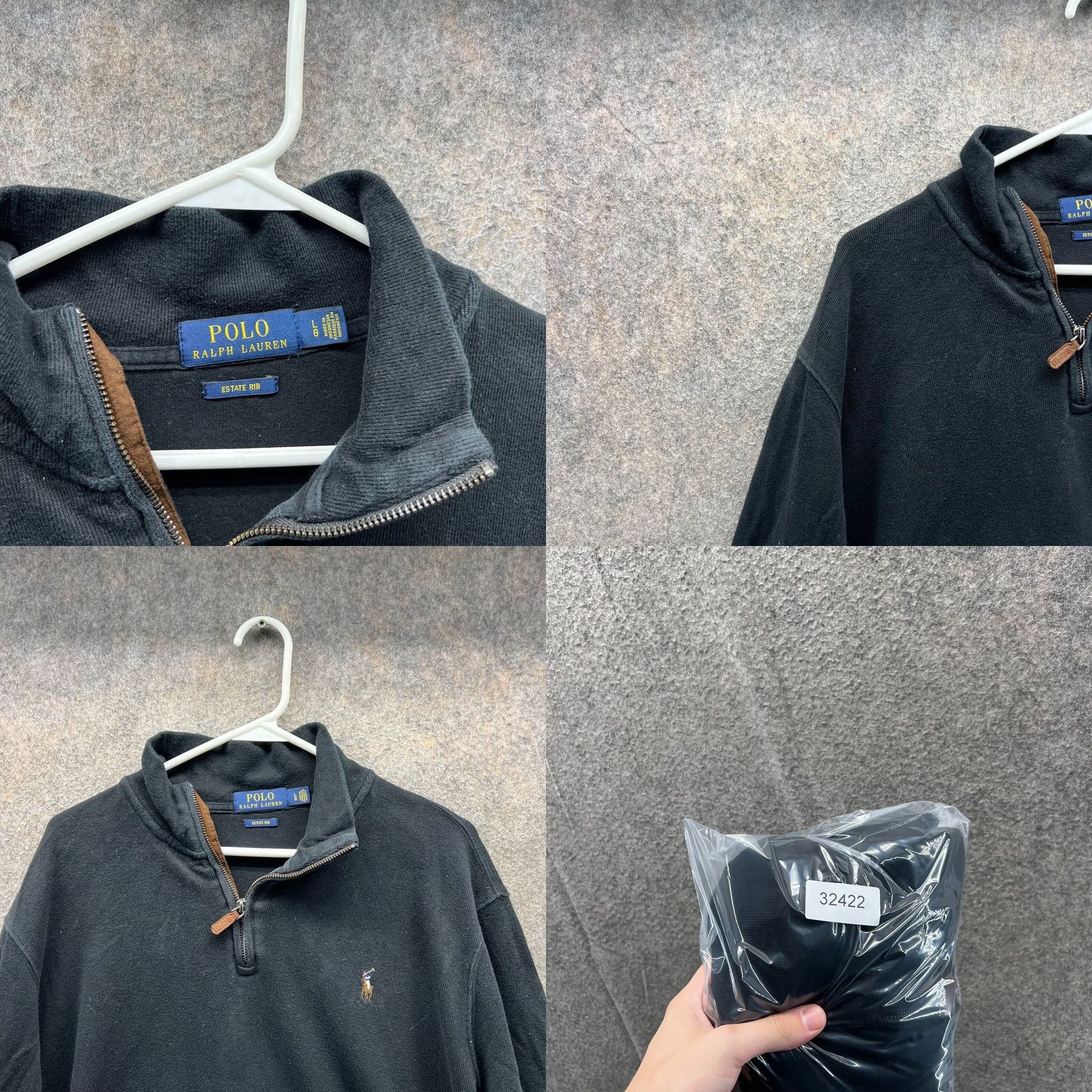 Ralph Lauren VINTAGE Ralph Lauren Pullover Men Large Black Quarter Zip Pony Estate Sweatshirt Size US L / EU 52-54 / 3 - 8 Thumbnail