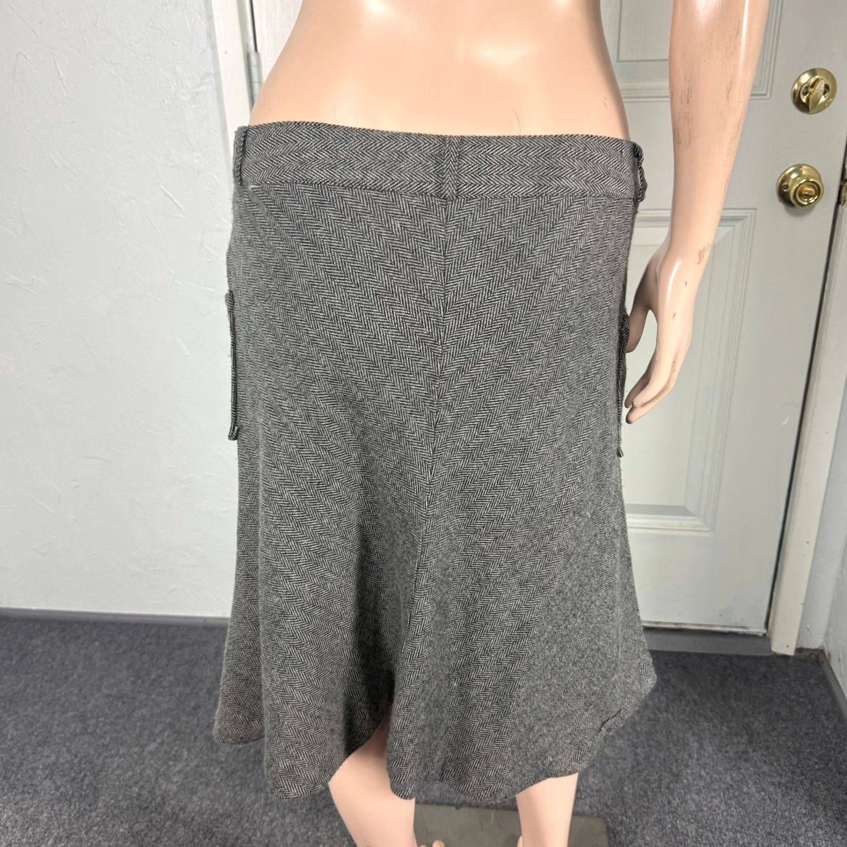 Forever 21 VINTAGE Forever 21 Women's Skirt Wool Blend A-line Gray Medium Pockets 1990s Casual Knit E4-19 Size 32" / US 10 / IT 46 - 3 Thumbnail