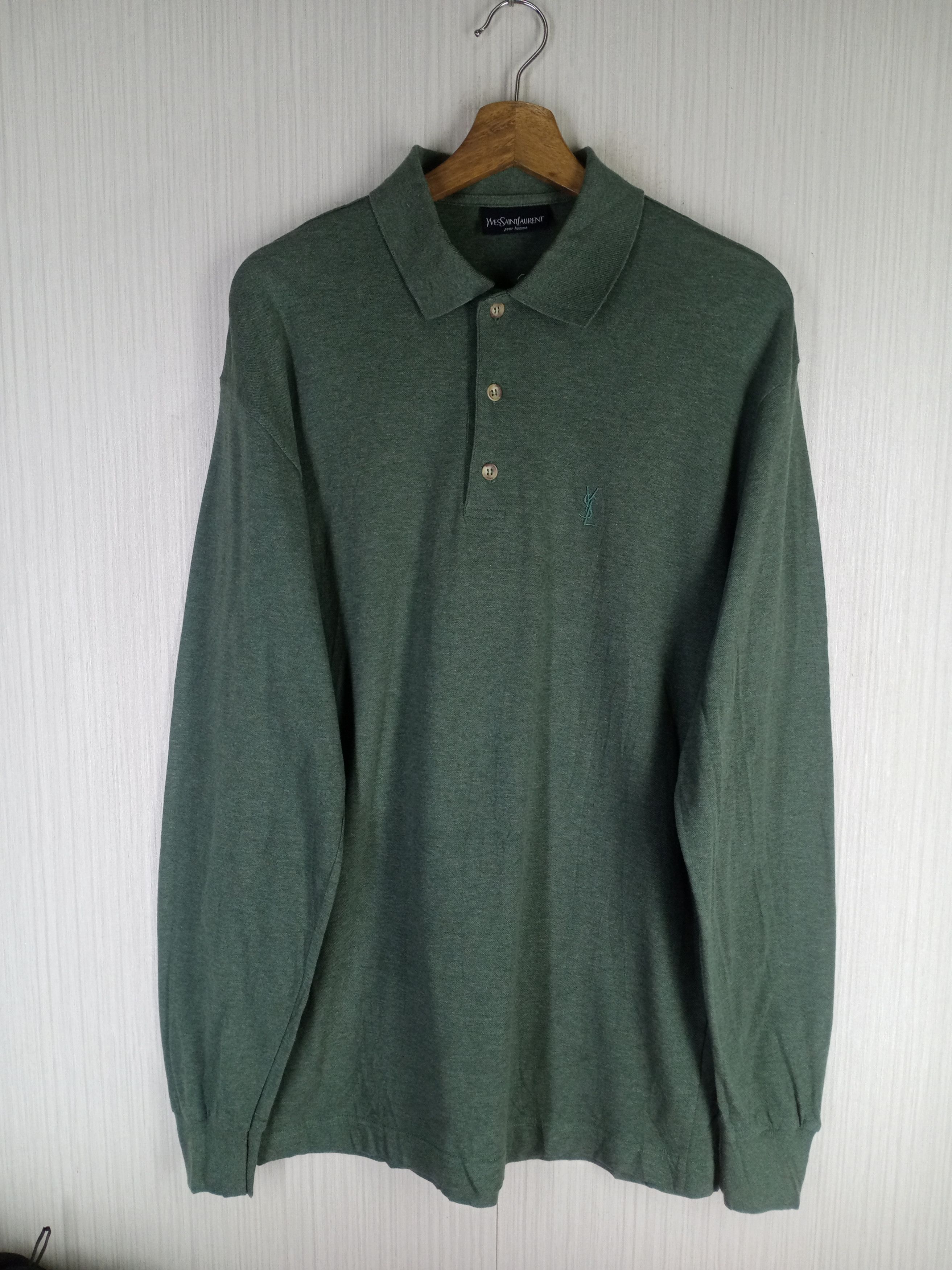 Yves Saint Laurent Vintage Yves Saint Laurent Pour Homme Long Sleeve Polo Shirt Size US M / EU 48-50 / 2 - 3 Thumbnail