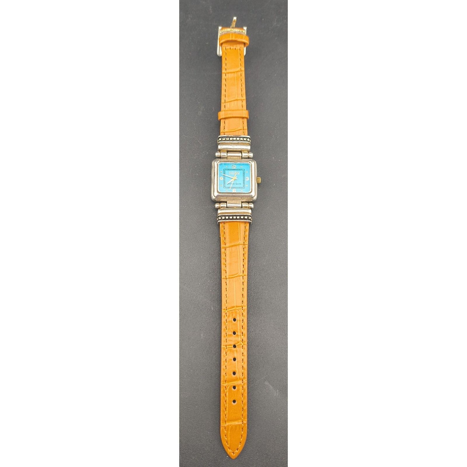 Ecclissi Sterling Silver Watch Turquoise Dial Square Case