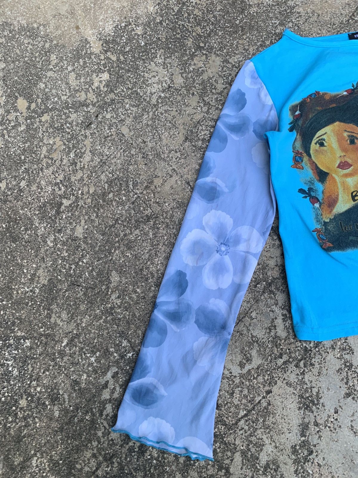 Vintage y2k Misia Paris Blue Oil Painting Art Poem Graphic Mesh Top Size M / US 6-8 / IT 42-44 - 6 Thumbnail