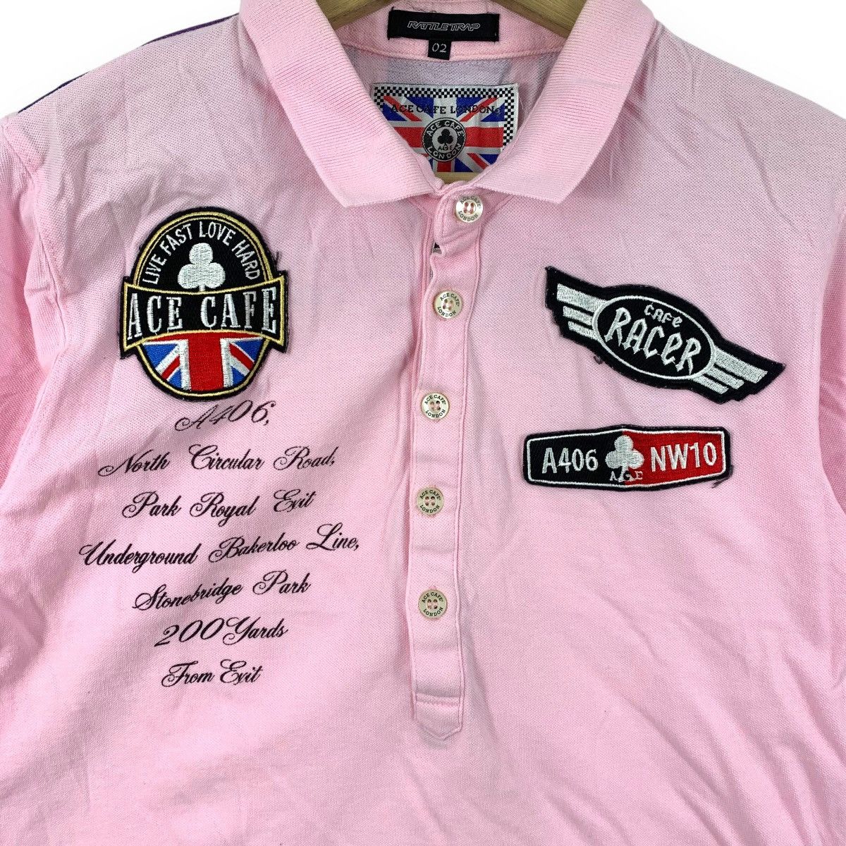 Vintage RATTLE TRAP Cafe Racer London Motorcycle Polo Tee Size S / US 4 / IT 40 - 3 Thumbnail