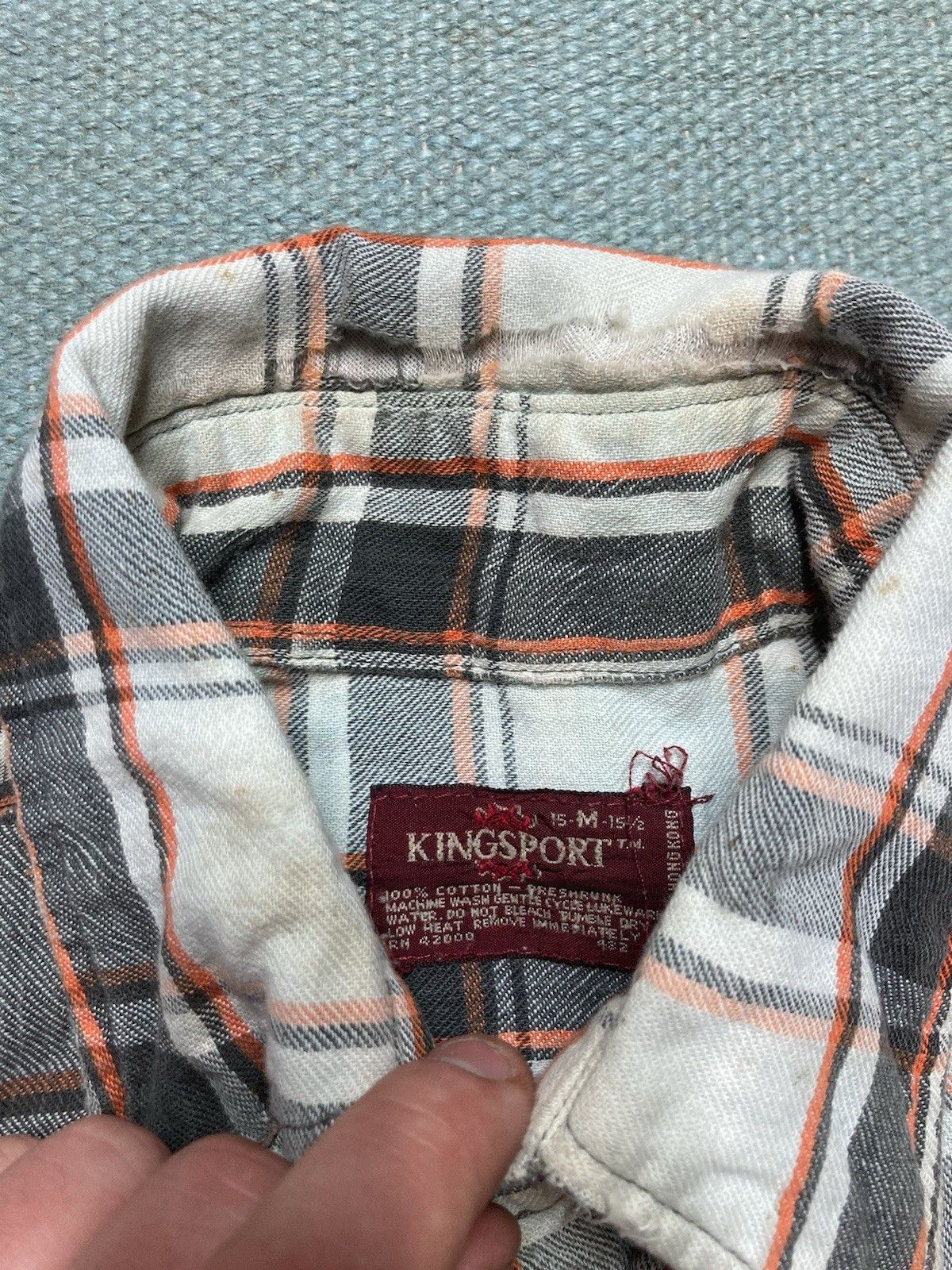 Vintage 70s Kingsport cotton flannel shirt chopped distressed medium Size US L / EU 52-54 / 3 - 9 Thumbnail