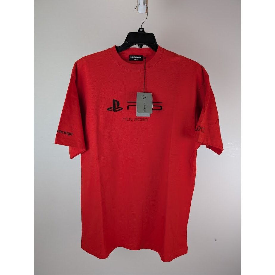 Balenciaga o1rshd1 Playstation Vintage Jersey T-Shirt in Red Size US XS / EU 42 / 0 - 3 Thumbnail