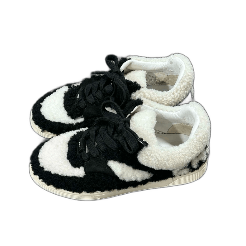 Chanel Black and White Faux Fur Sneakers -2505 Size US 6 / IT 36 - 1 Thumbnail