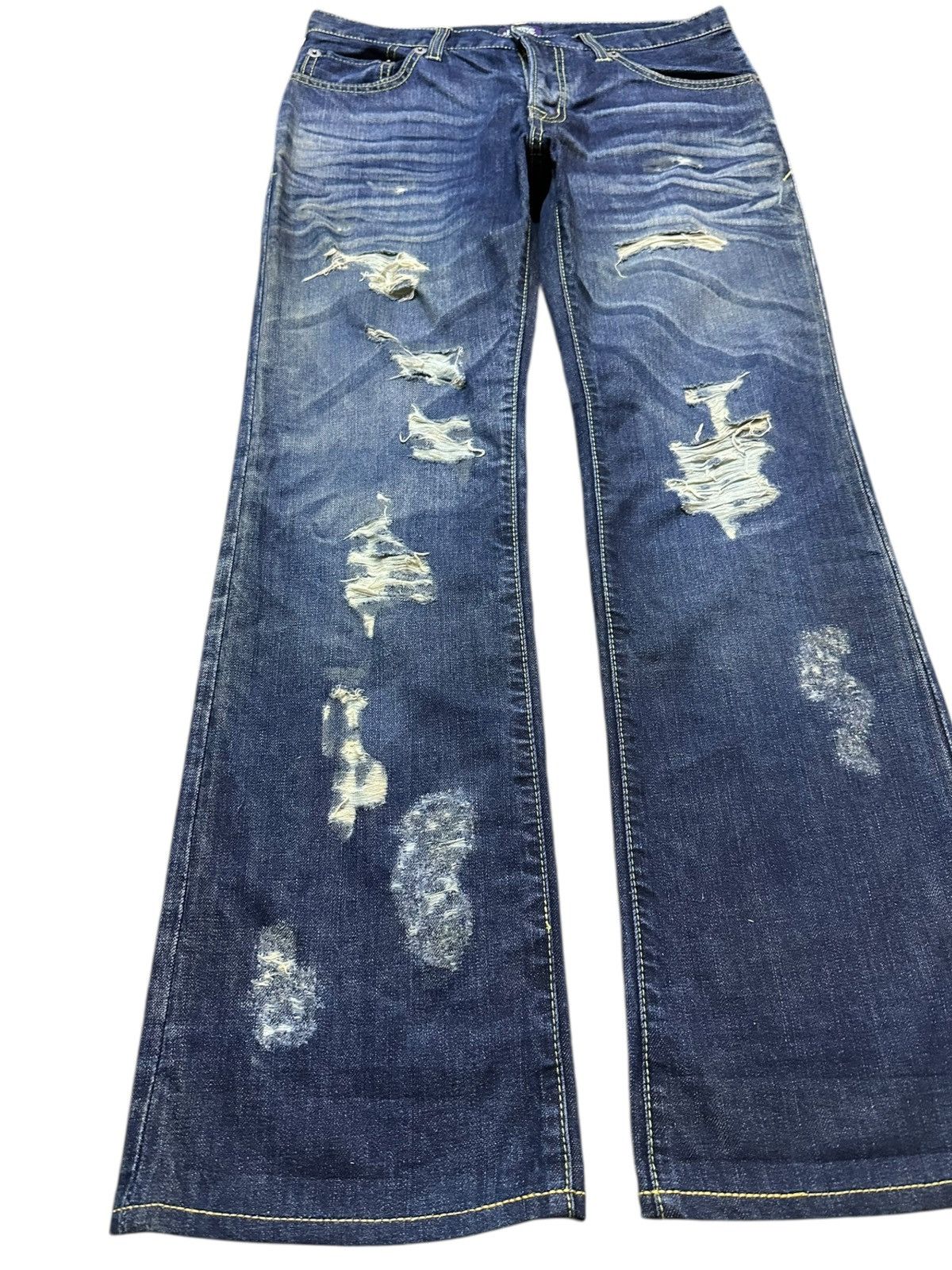 Purple Vintage Purple&Yellow Whiskers Grunge Buckle Belt Denim Size US 31 - 3 Thumbnail