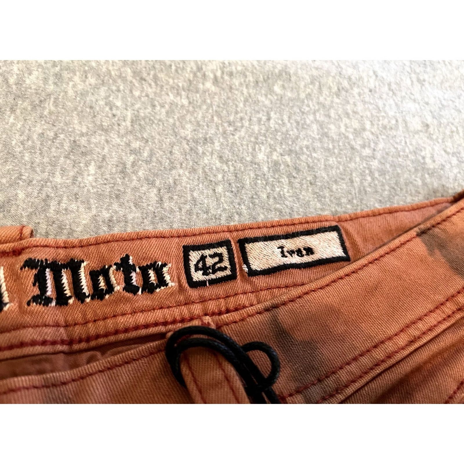 Vintage Rock Revival Jeans Distressed Orange Denim Mens 42x32 NWT Moto Biker Cotton/Elastane Jeans Mens Size US 42 / EU 58 - 2 Thumbnail