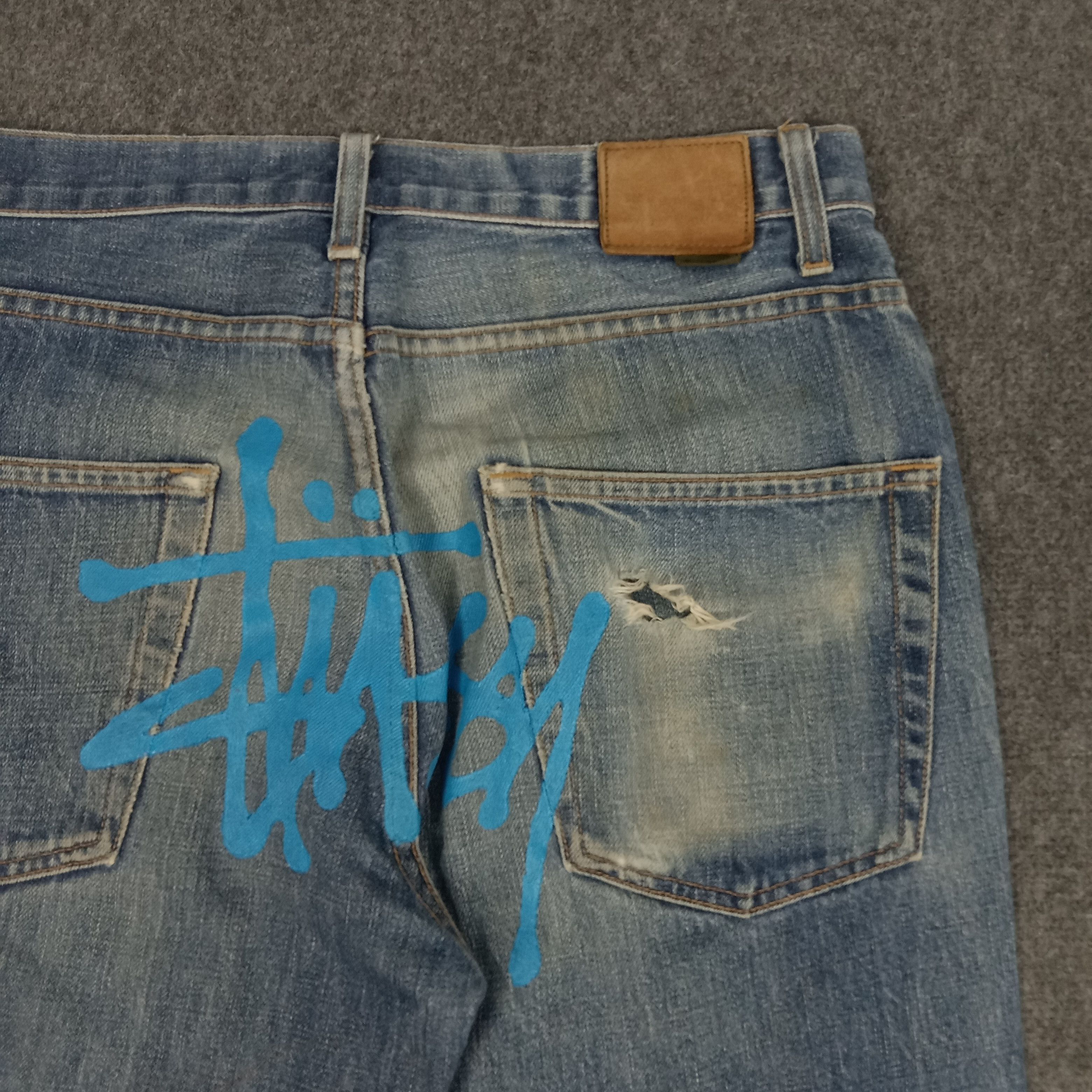 Stussy × Vintage Stussy Streetwear Short Denim Jeans Size US 33 - 2 Thumbnail