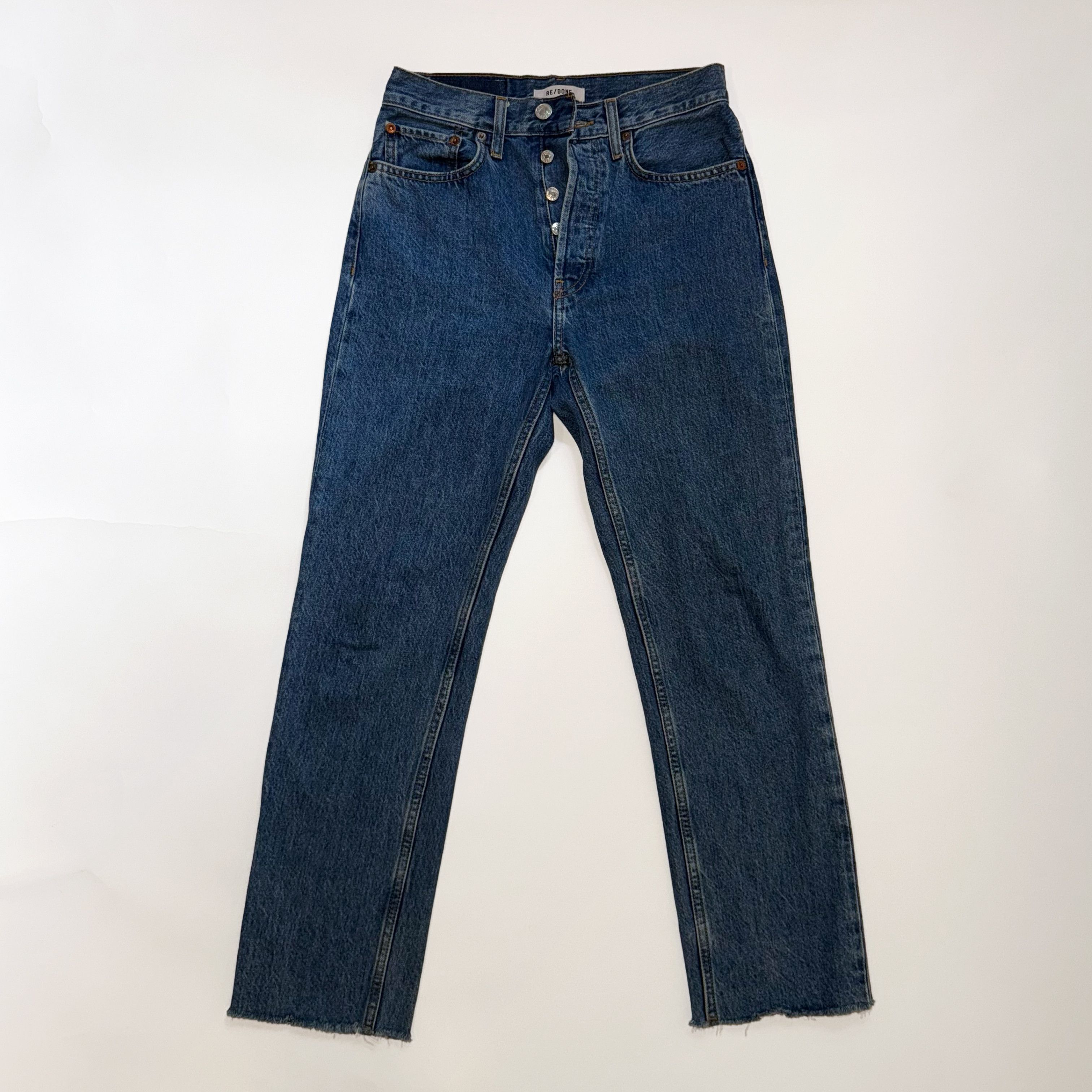 RE/DONE Re/Done Women's High Rise Stove Pipe Straight Leg Blue Jeans Size 26" / US 2 / IT 38 - 4 Thumbnail