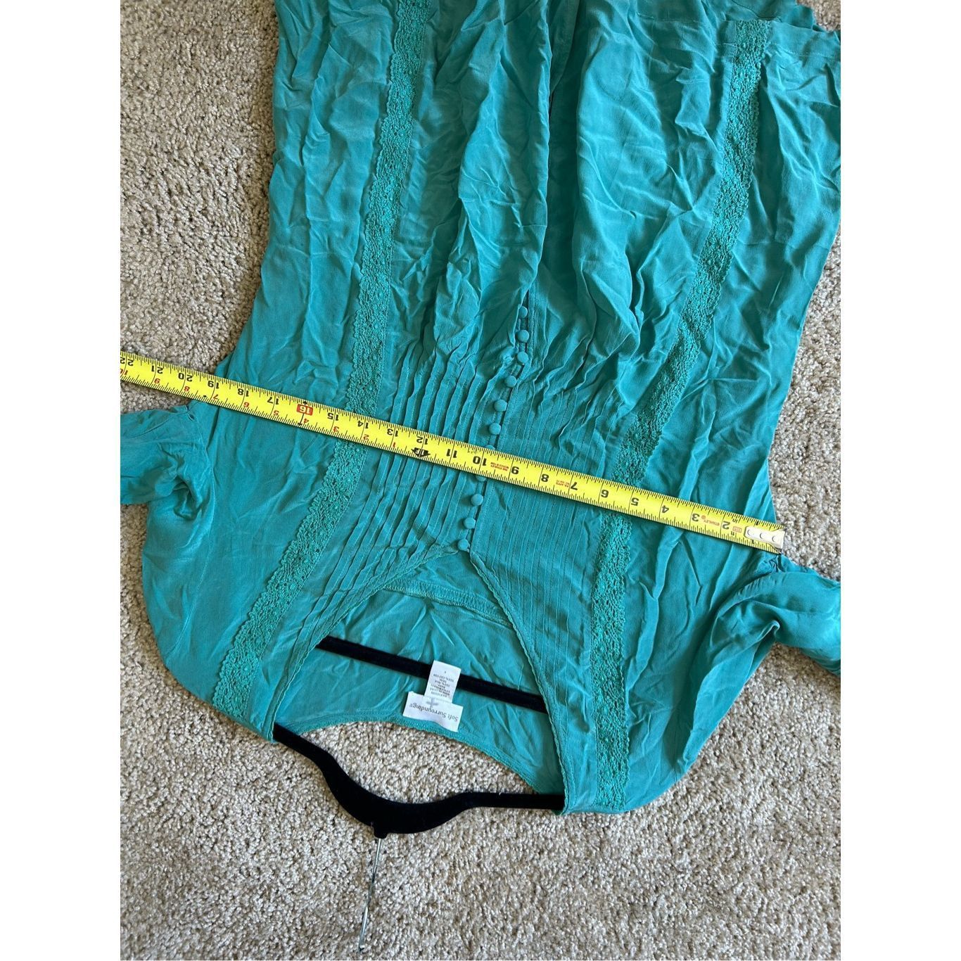 Loft Soft Surroundings Green Blue Teal Button Blouse, 100% Silk T Size S / US 4 / IT 40 - 10 Thumbnail