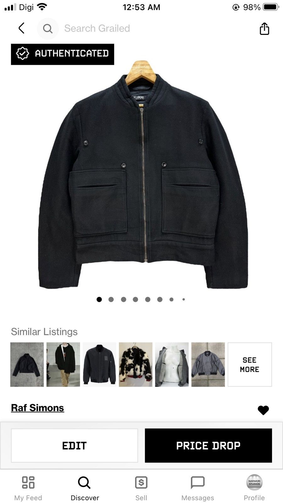 Raf Simons Raf Simons AW 07-08 Extrafine Wool Bomber Jacket #A18-0423 Size US S / EU 44-46 / 1 - 18 Thumbnail