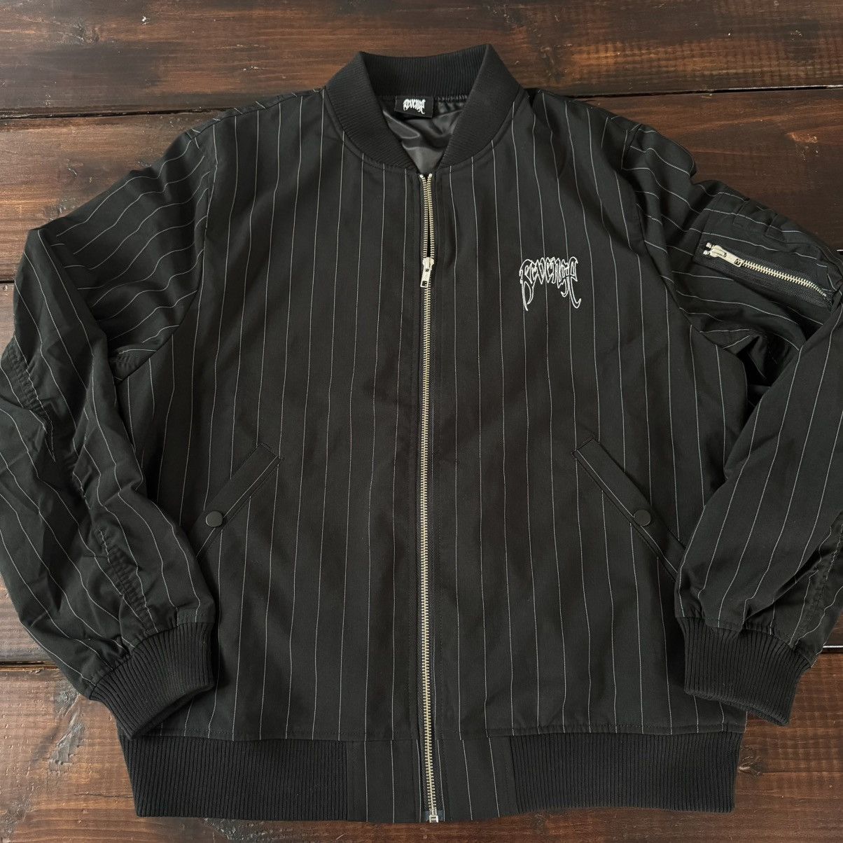 Revenge Revenge Embroidered Pinstripe Bomber Jacket Size US M / EU 48-50 / 2 - 2 Thumbnail