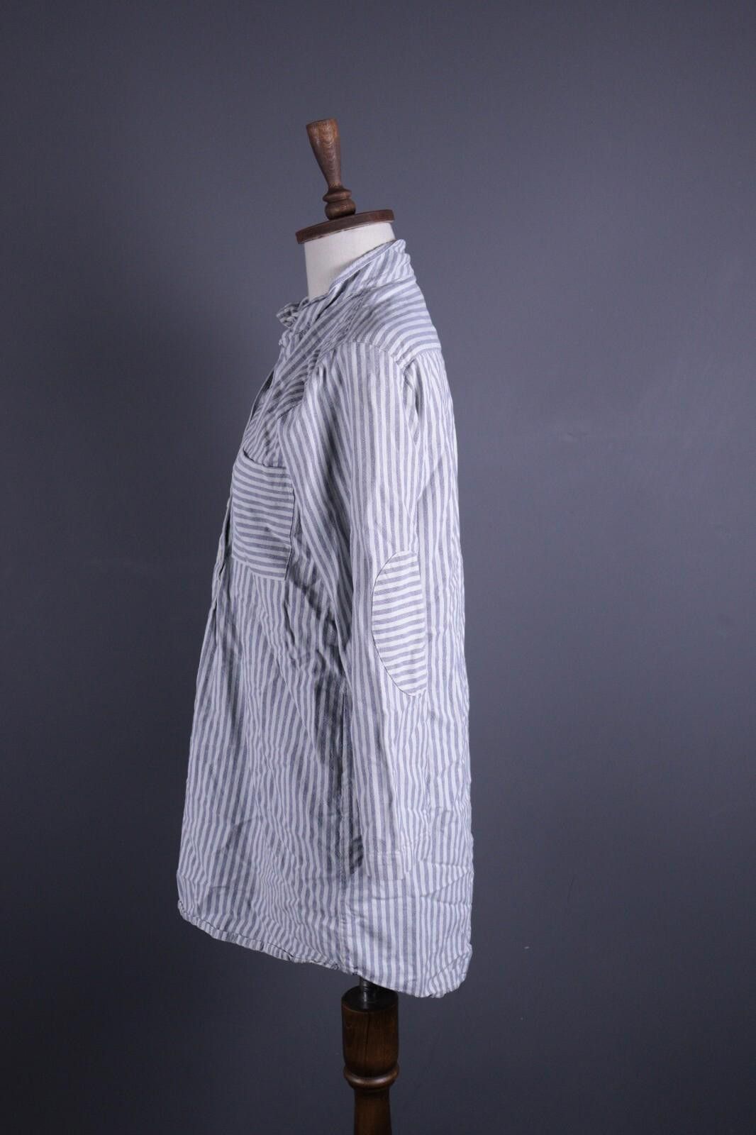 Designer Toast White Linen Stripe Blouson Midi Dress Size UK12 US8 M Size M / US 6-8 / IT 42-44 - 6 Thumbnail