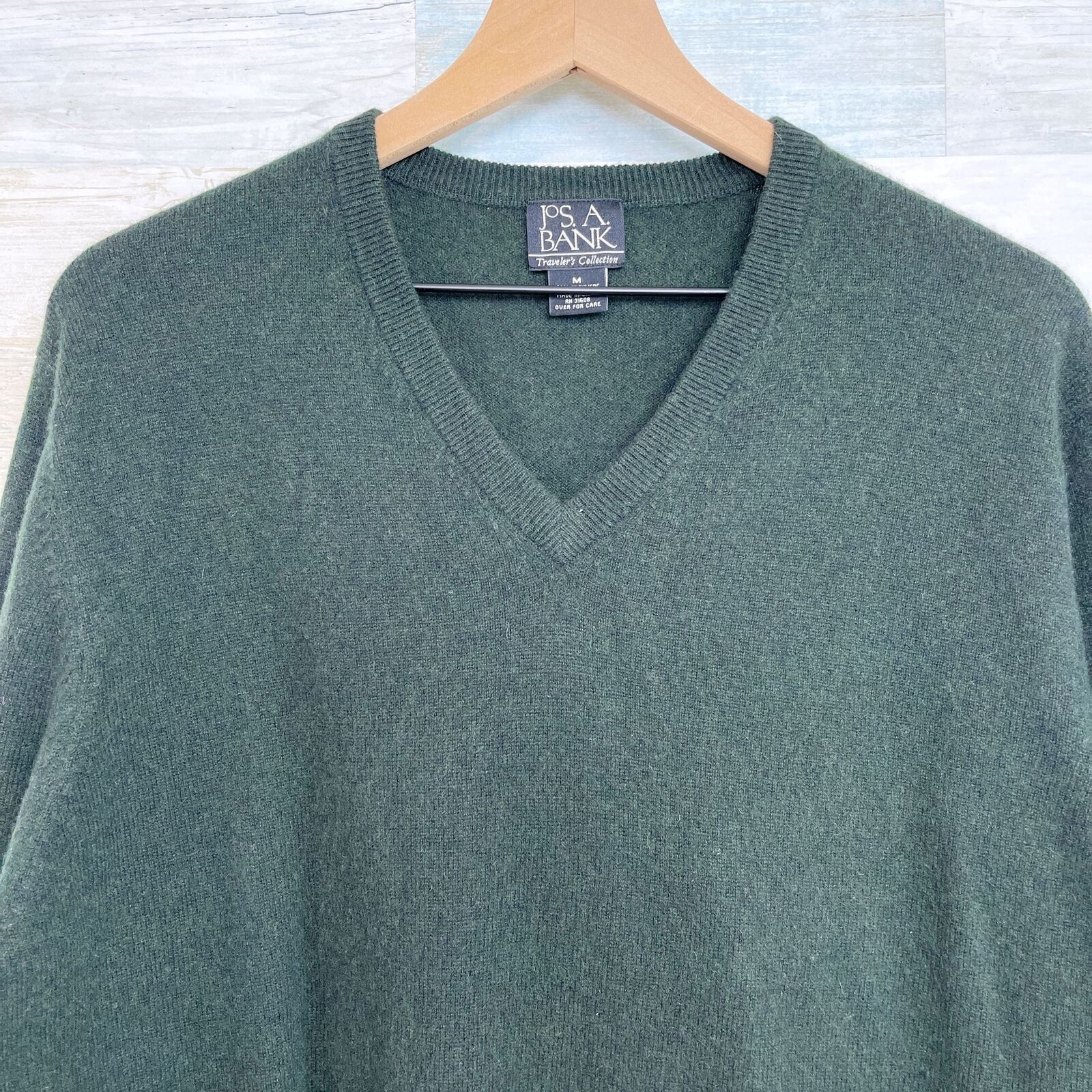 Jos. A. Bank Jos A Bank Travelers Cashmere Sweater Green V Neck Mens M Size US M / EU 48-50 / 2 - 2 Thumbnail