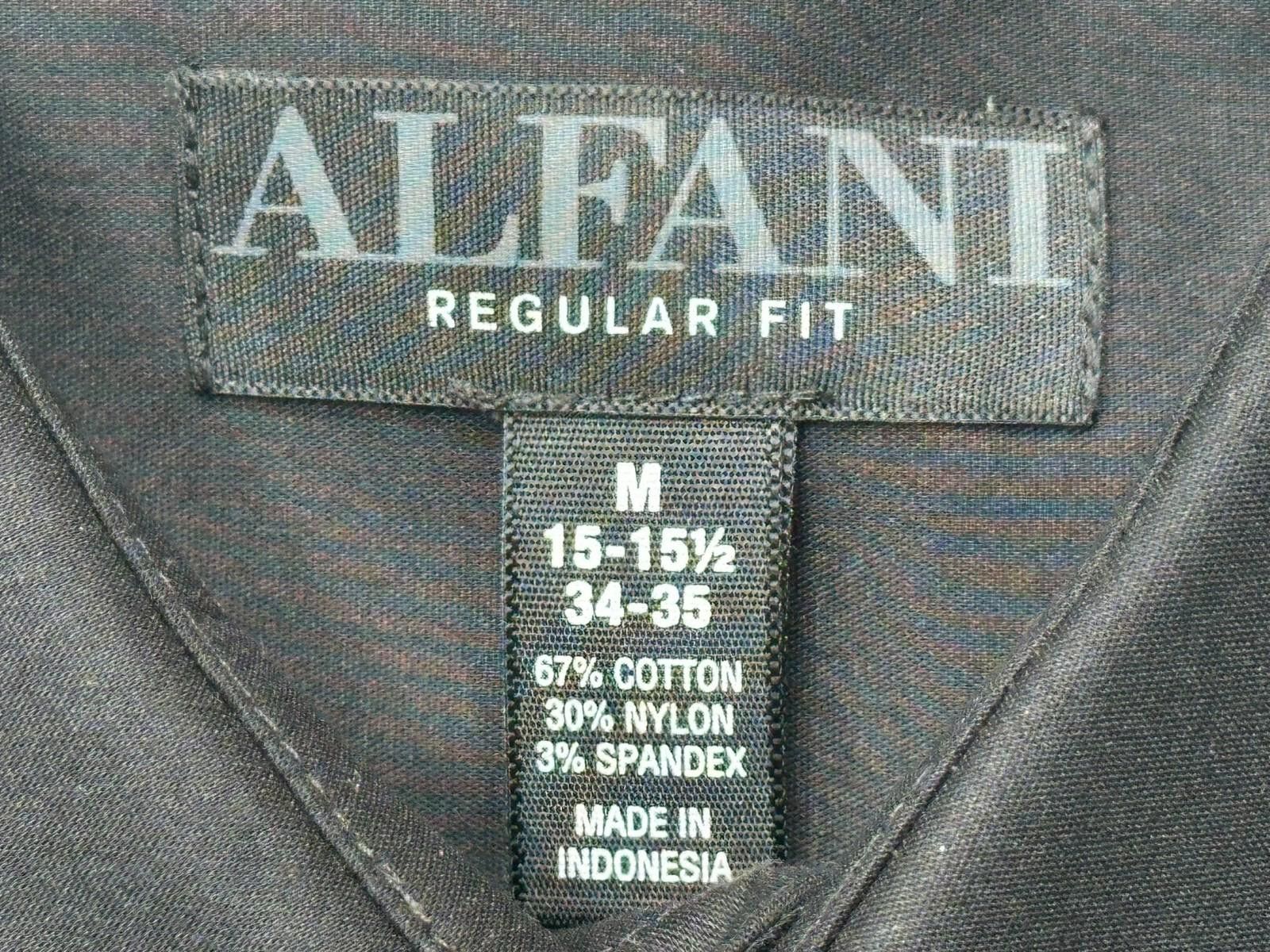 Alfani Alfani Regular Fit Convertible Cuffs Button Down Black Men M Size 38R - 6 Thumbnail