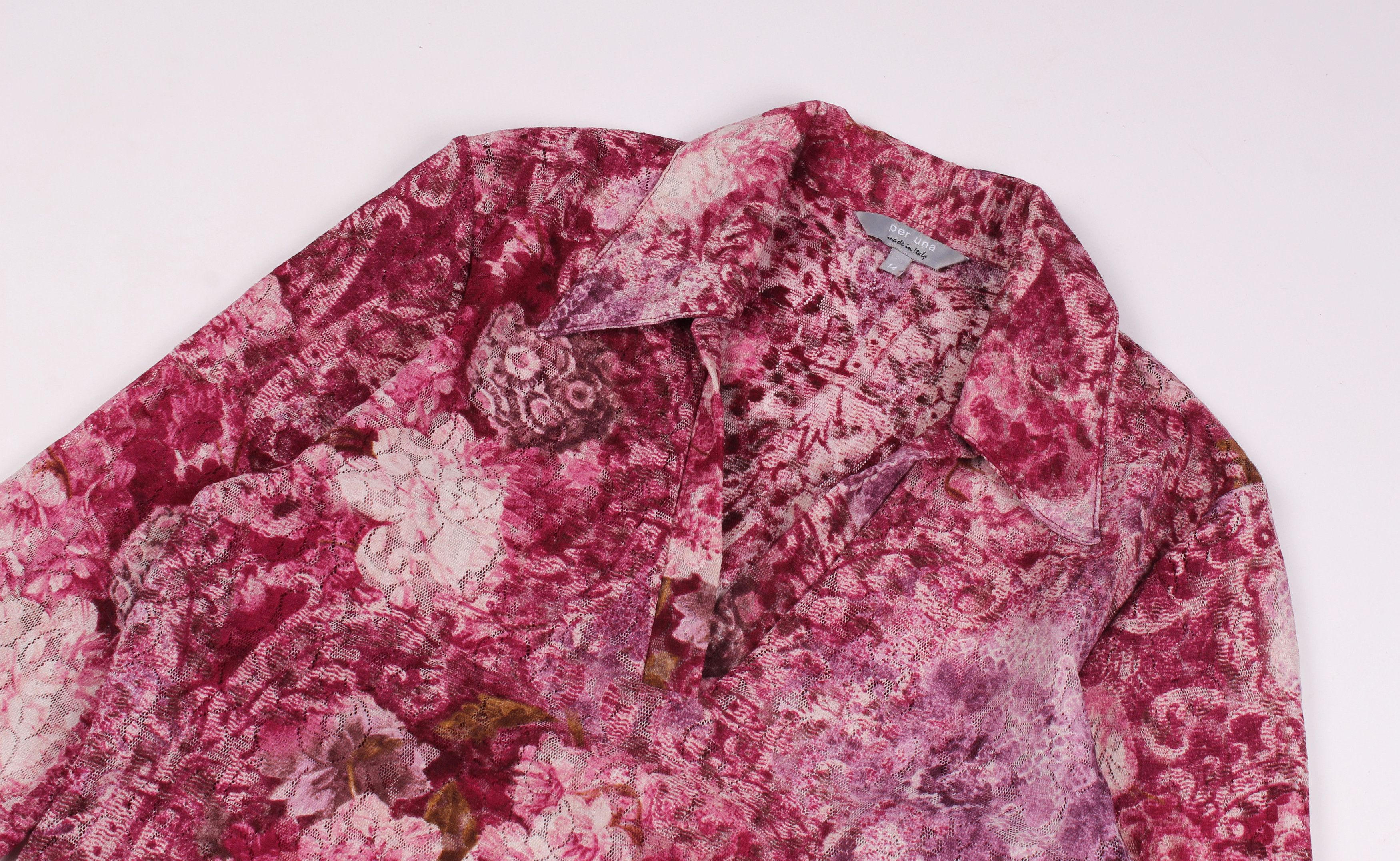 Vintage Vintage Per Una Italian Mesh Floral Long Sleeve Shirt Top Size L / US 10 / IT 46 - 2 Thumbnail