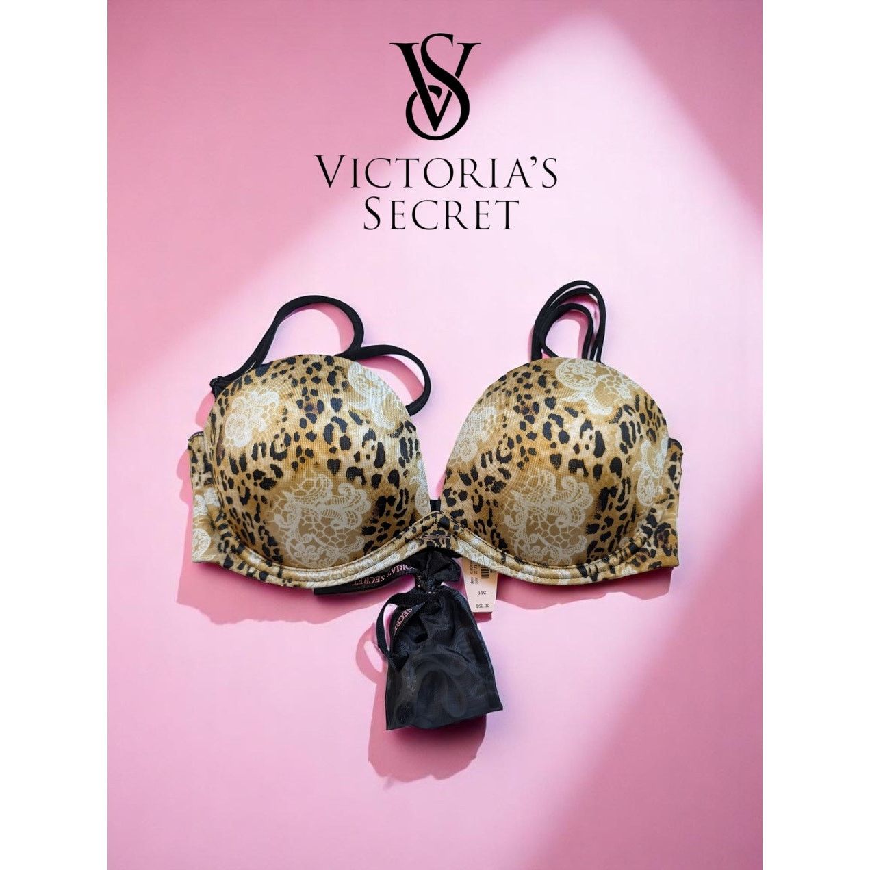 Victoria's Secret NWT Victoria’s Secret Bra 34C Leopard Lace Push-Up Size XXS / US 00 / IT 34 - 1 Thumbnail