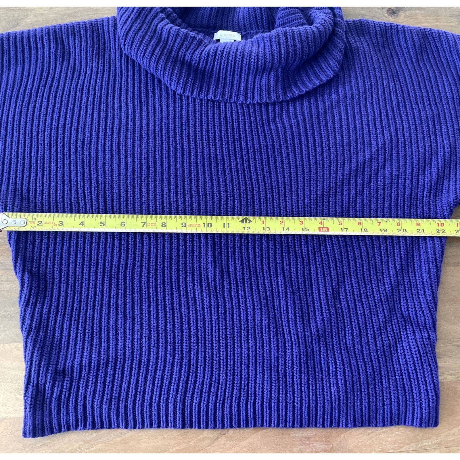 Vintage Chico's Women Size 2 Purple Turtle Neck Long Sleeve Knit Pullover Tunic Sweater Shirt Size XS / US 0-2 / IT 36-38 - 2 Thumbnail