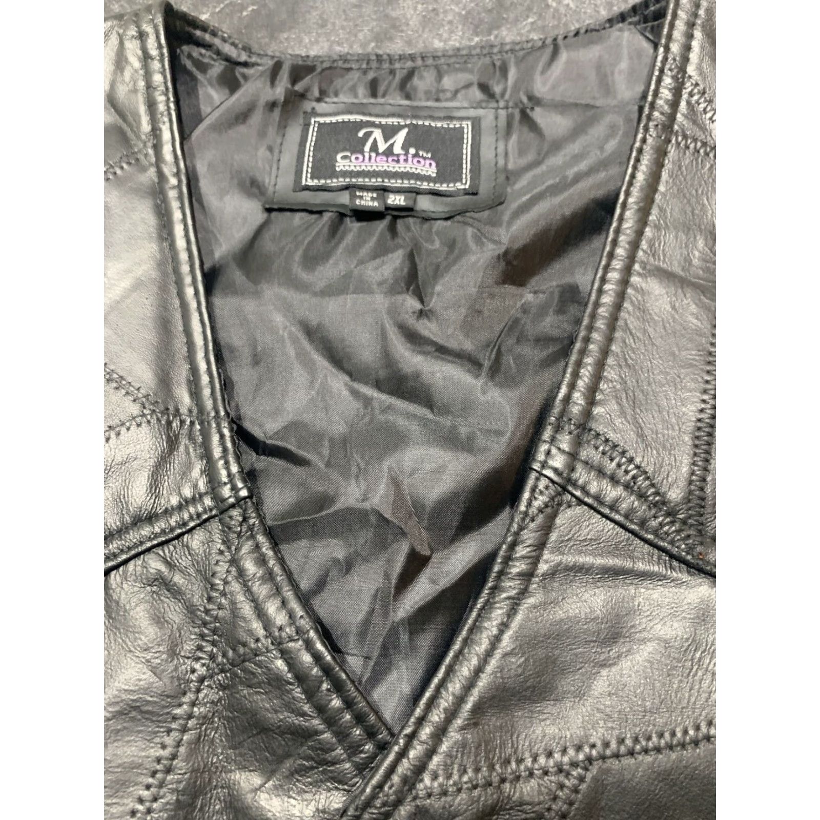 JM Collection M Collection Black Leather Motorcycle Vest 2XL Men Biker Casual Size US XXL / EU 58 / 5 - 6 Thumbnail