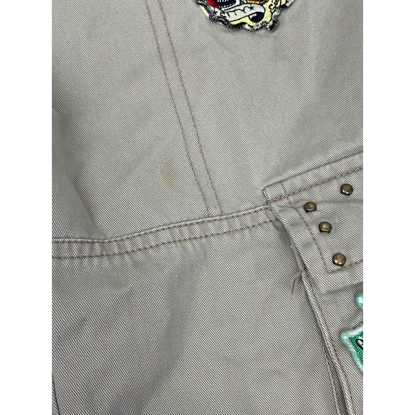 Ed Hardy VTG Ed Hardy Khaki Cargo Pants 27 Skull Patches Rhinestone Size 27" / US 4 / IT 40 - 6 Thumbnail