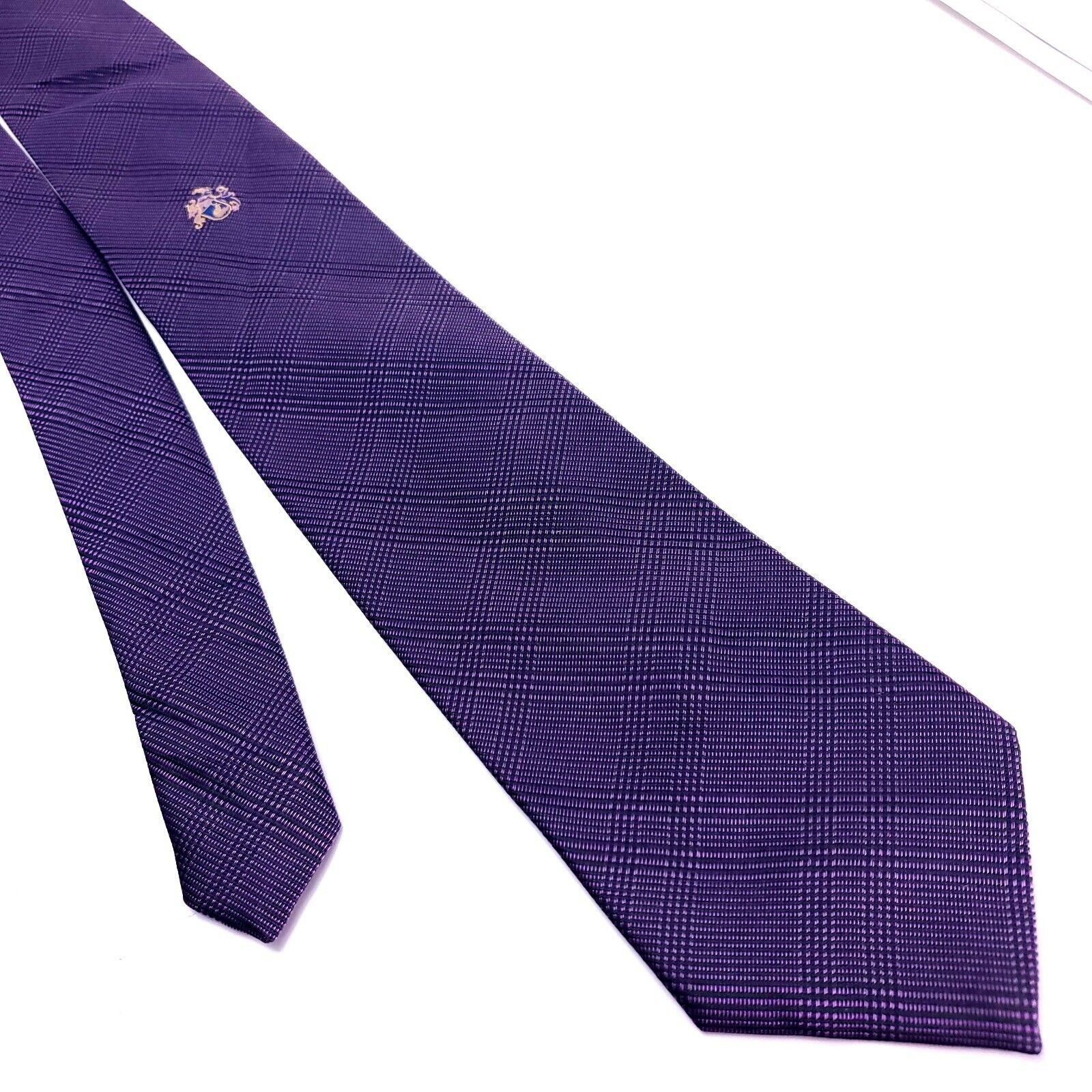 Bachrach Bachrach Purple Silk Tie Woven Glen Check Club Size ONE SIZE - 1 Thumbnail
