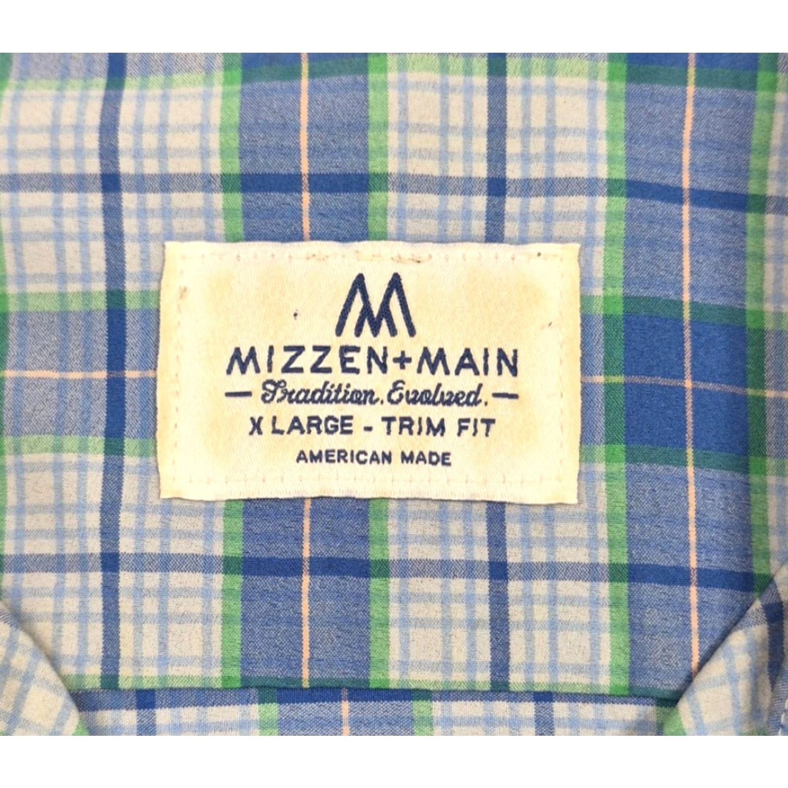 Mizzen+Main Mizzen+Main Button Up Shirt Mens XL Blue Plaid Trim Fit Dress Shirt Size 46R - 5 Thumbnail