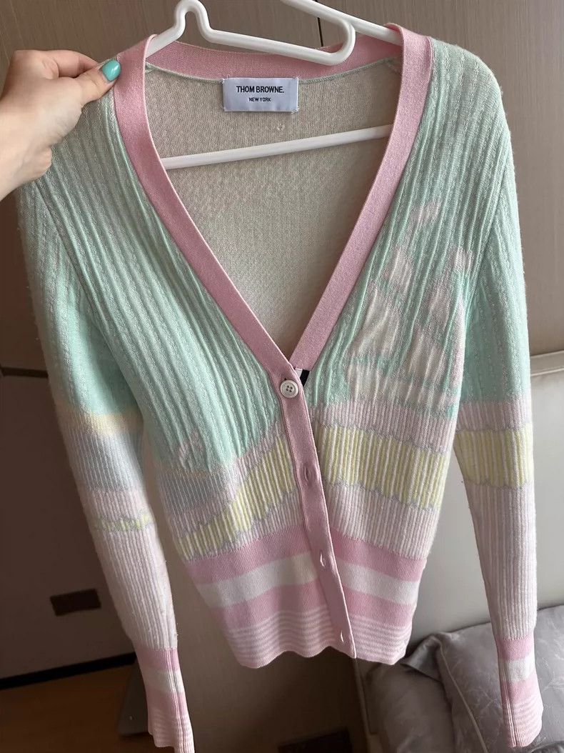 Thom Browne Thom browne Size 0 Macaron-colored cashmere jacket 2504-Ne Size XS / US 0-2 / IT 36-38 - 1 Thumbnail