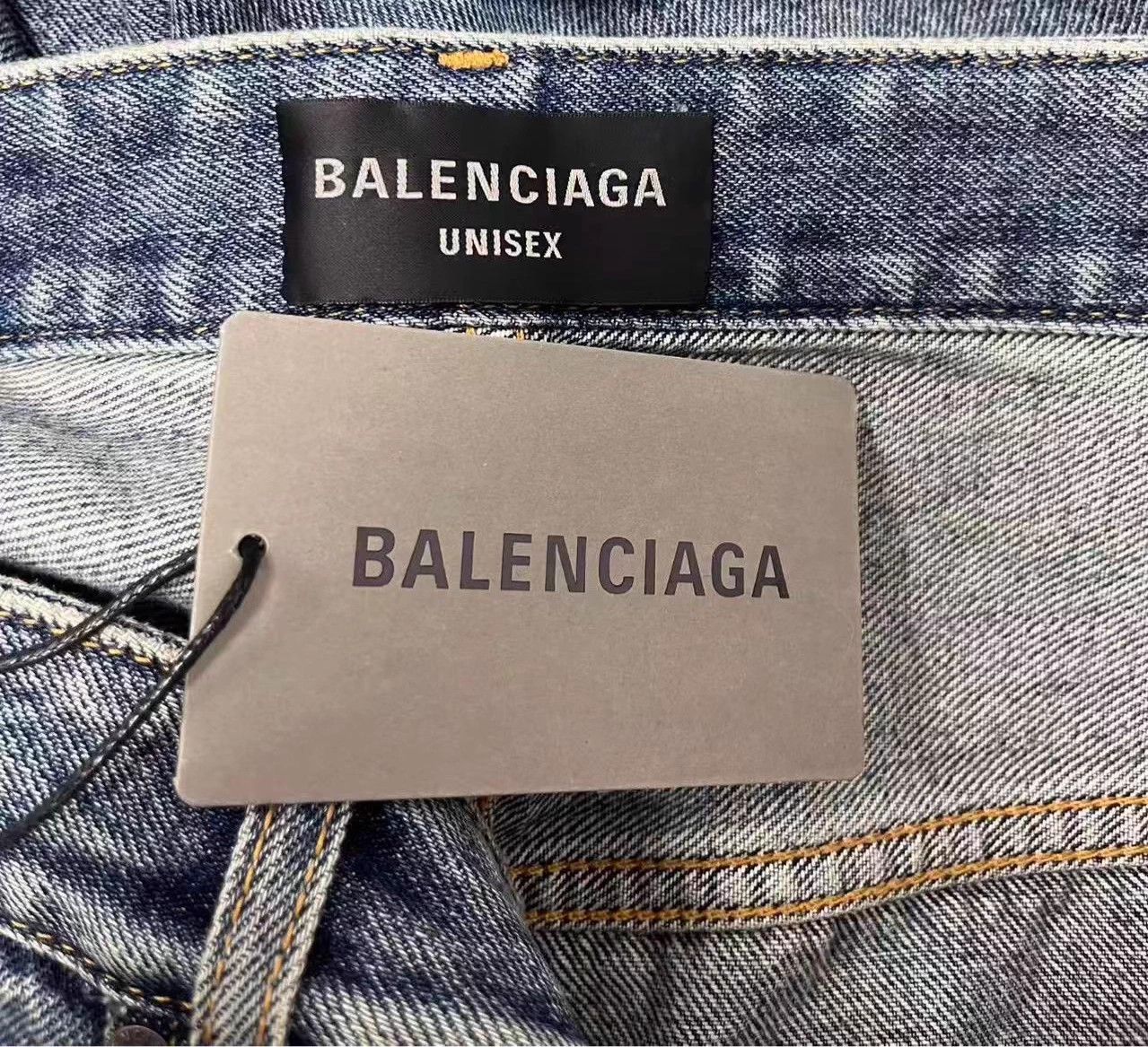 Balenciaga Balenciaga Ripped Button Mid Straight Jeans Men's Blue S Size US 29 - 4 Thumbnail