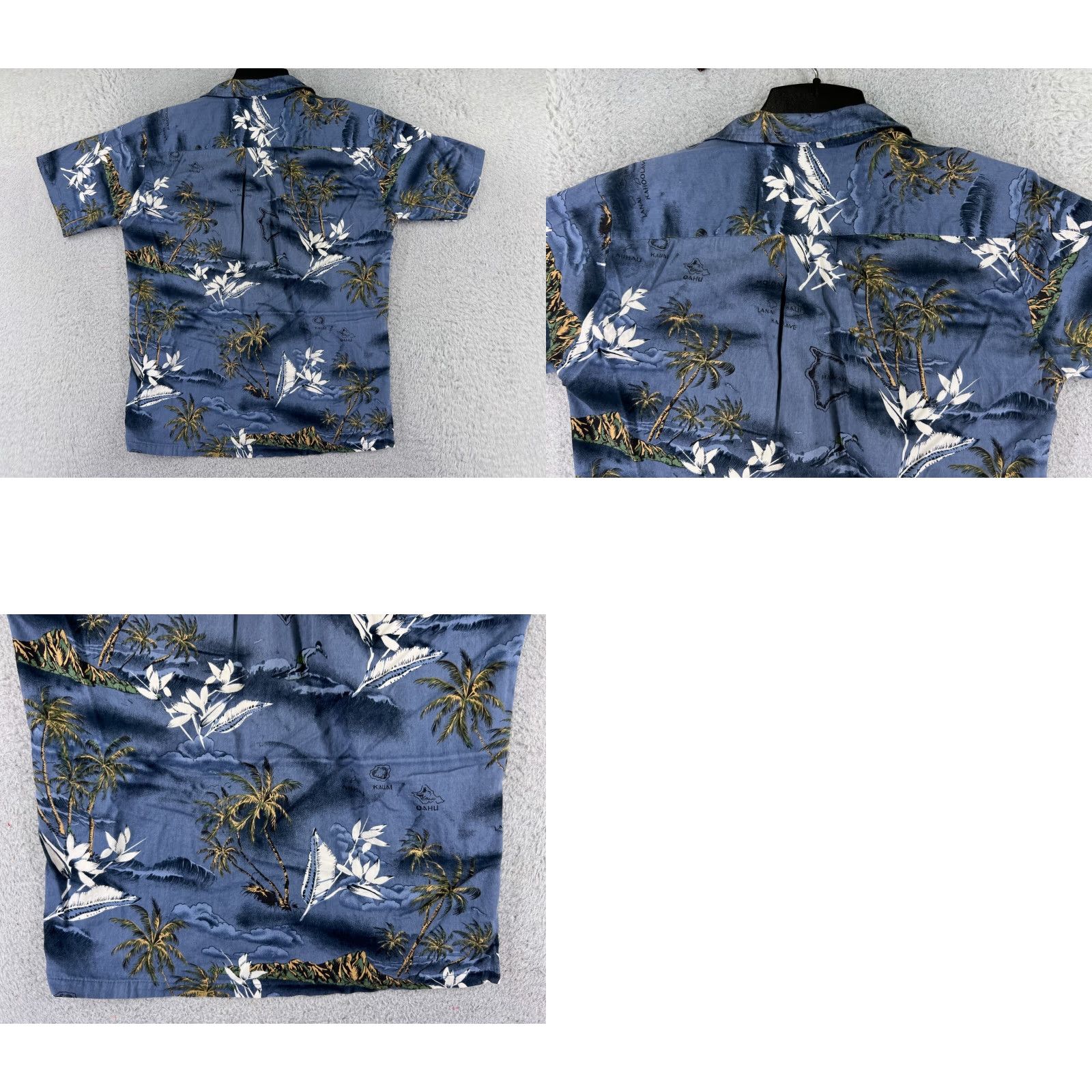Vintage Palmwave Shirt Men Adult Small Blue Floral Island Map Print Hawaiian Button Up Beach Size US M / EU 48-50 / 2 - 9 Thumbnail