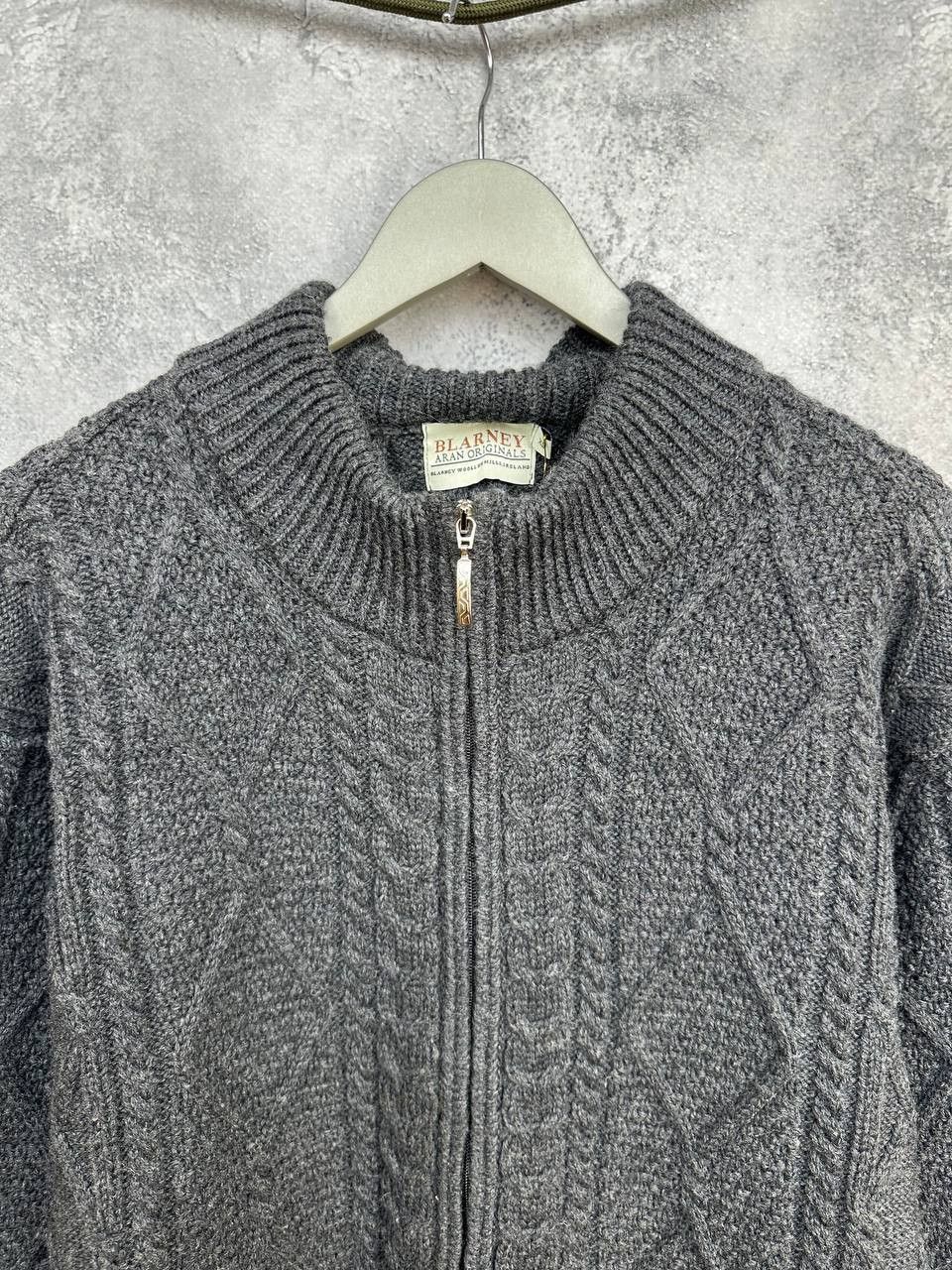 Vintage Blarney Woollen Mills Aran Full Zip Sweater Wool Knit Size US XL / EU 56 / 4 - 4 Thumbnail