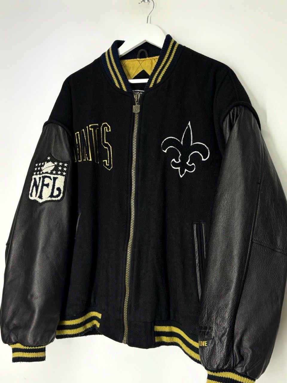 NFL Saints New Orleans Vintage 90s Wool Leather Varsity Jacket Size US XL / EU 56 / 4 - 3 Thumbnail