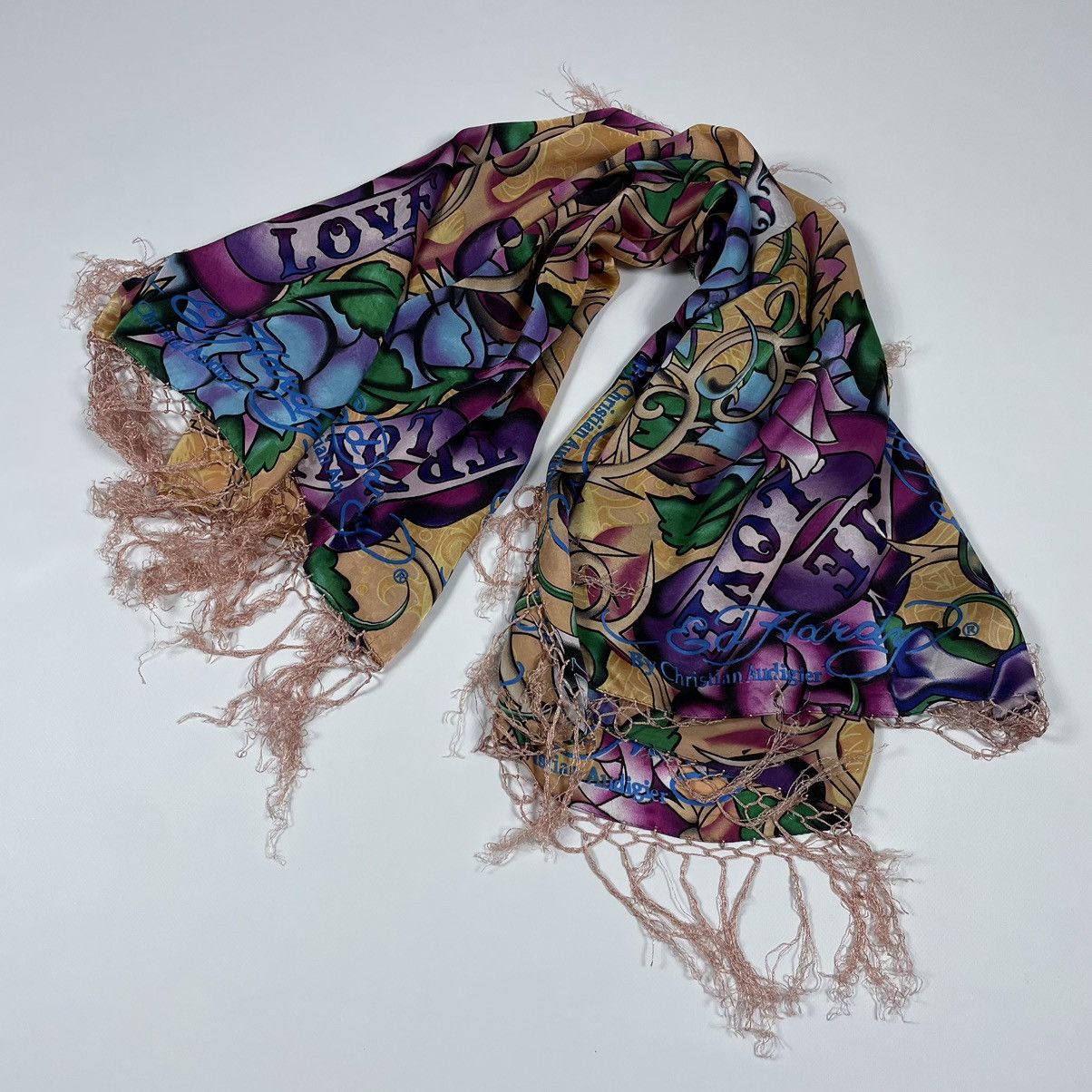 Ed Hardy Ed Hardy Christian Audigier Silk Scarf “Kill love slowly” Size ONE SIZE - 3 Thumbnail