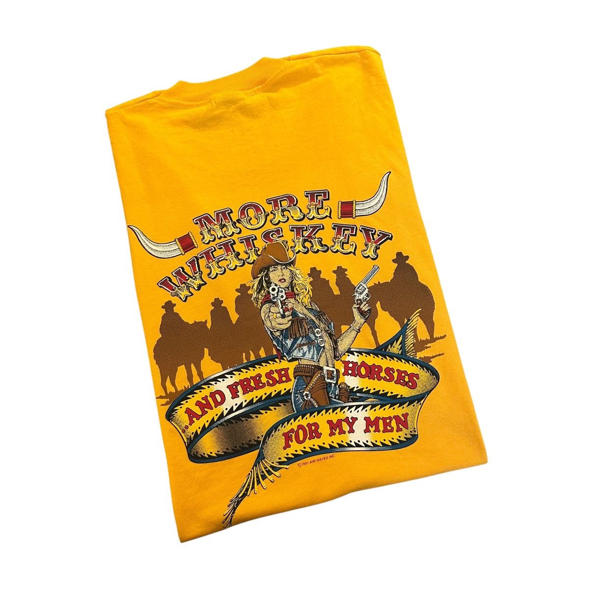 Vintage Vintage 1991 More Whiskey Cow Girl western Wild West shirt Size US XL / EU 56 / 4 - 1 Thumbnail