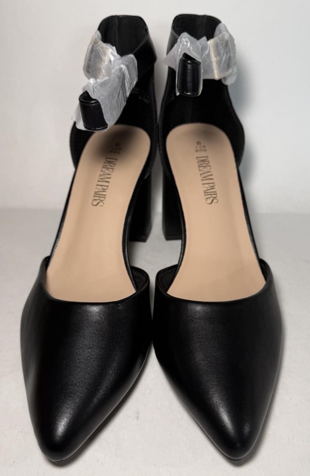 Other DREAM PAIR Pointed Toe Chunky Mid Heel Pumps Ankle Black Size US 9 / IT 39 - 2 Thumbnail