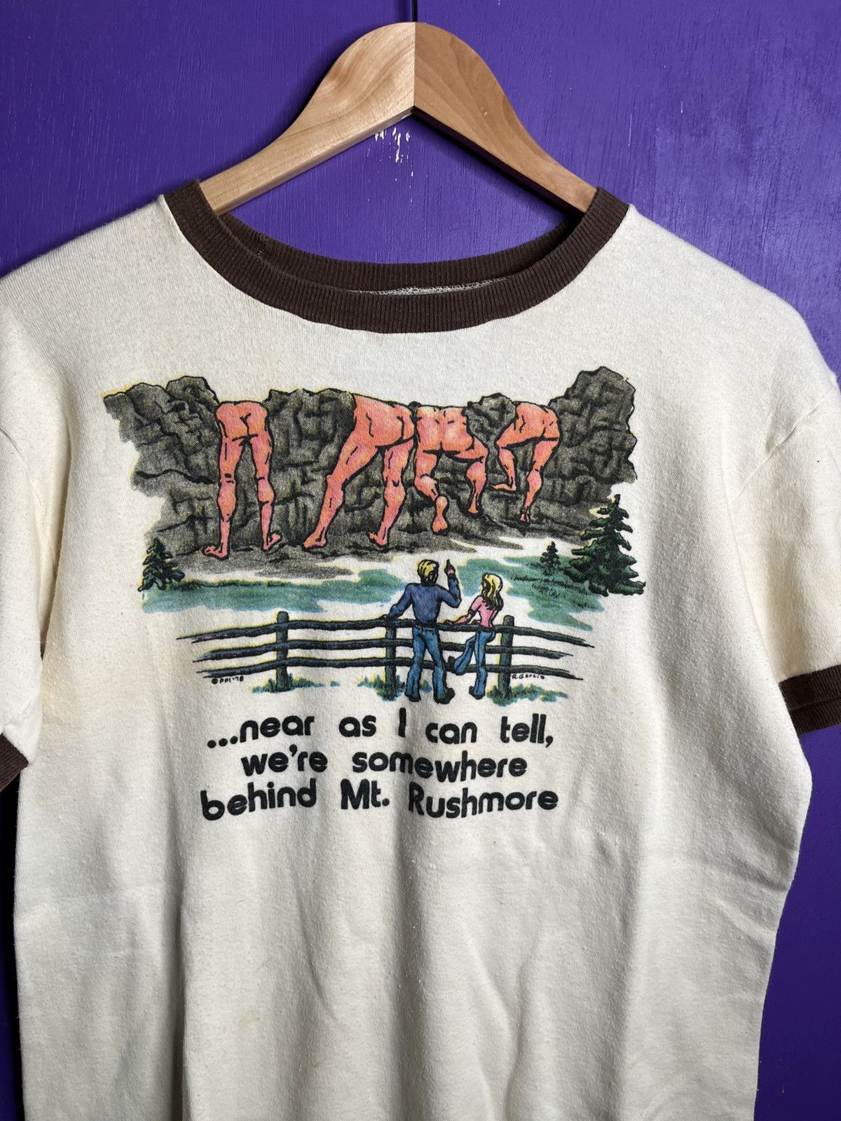 Vintage Vintage 70s somewhere behind Mt Rushmore ringer tee Size US M / EU 48-50 / 2 - 3 Thumbnail
