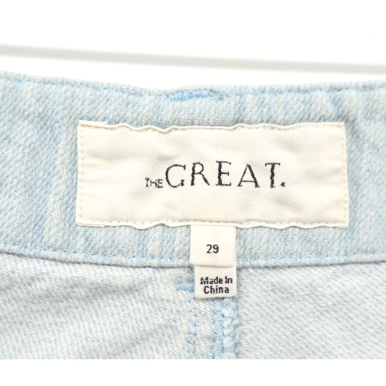 THE GREAT The Great Shorts Light Blue Utility Soft Denim High Waisted Summer Raw Hem Sz 29 Women Size 29" - 4 Thumbnail