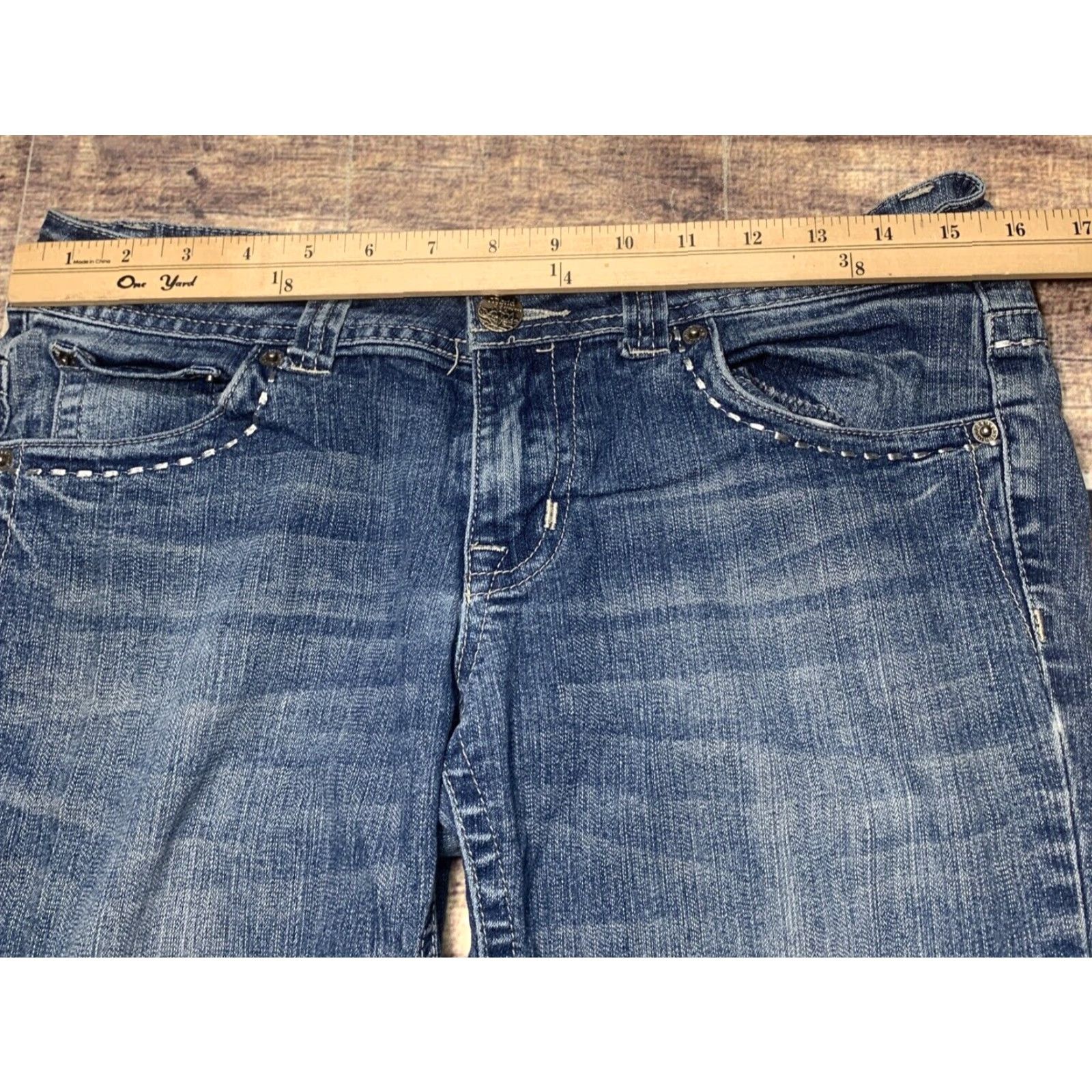 Denime Hybrid & Company Jeans Women Size 9 Blue Denim Low Rise Bootcut 32 x 30 1/2 Size 30" / US 8 / IT 44 - 7 Thumbnail