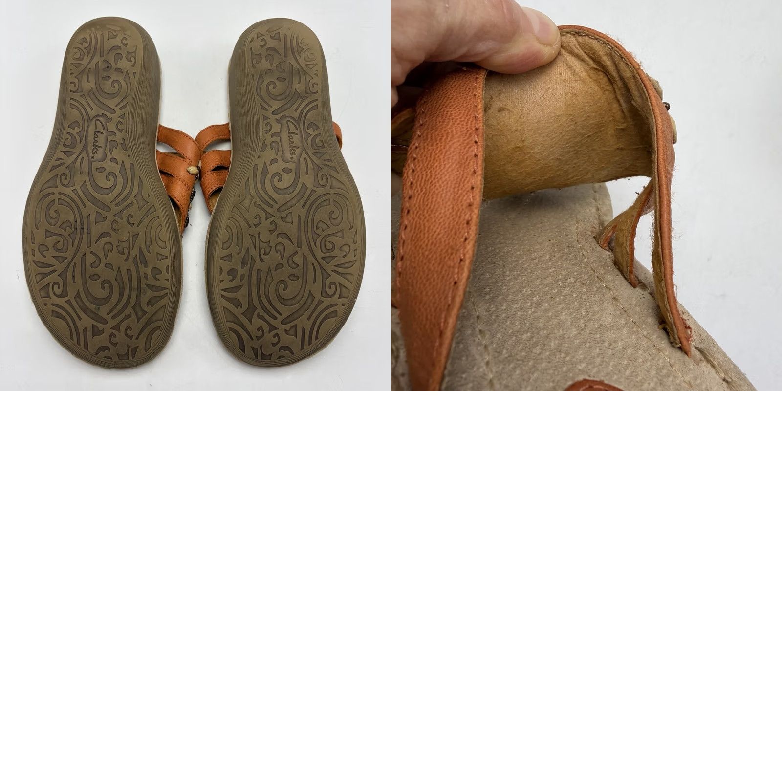 Clarks Clarks Artisan Sandals Womens 8 M Orange Leather Beaded Boho Thong Read Size US 7 / IT 37 - 8 Thumbnail