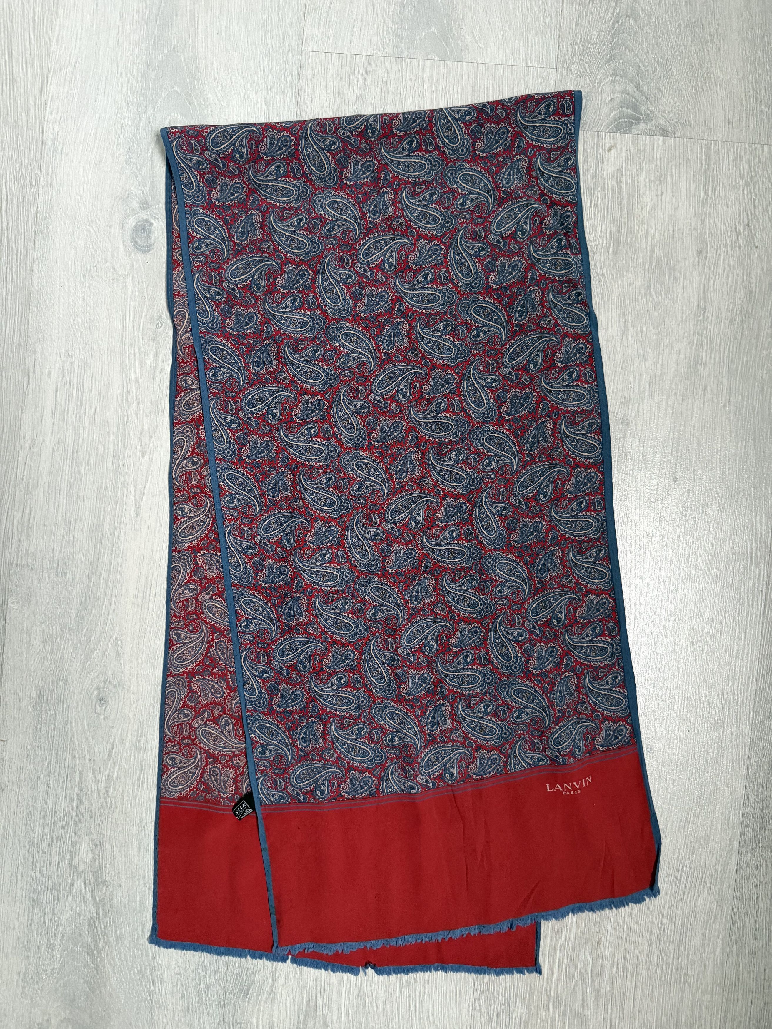 Lanvin Vintage 90s Lanvin silk scarf men’s Size ONE SIZE - 1 Thumbnail