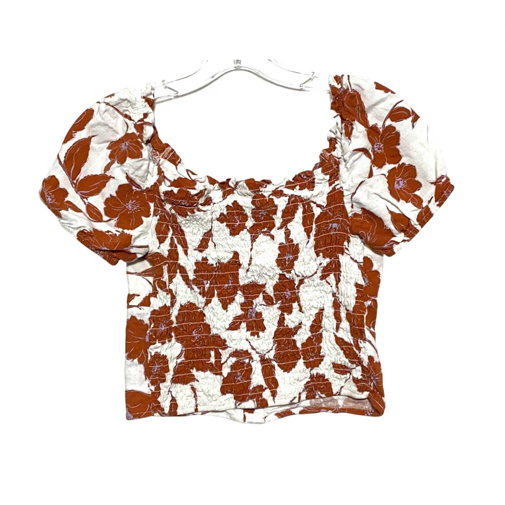 Vintage Monteau Floral Crop Top M Smocked Linen Blend Boho Cottage Milkmaid Country Y2K Size M / US 6-8 / IT 42-44 - 2 Thumbnail