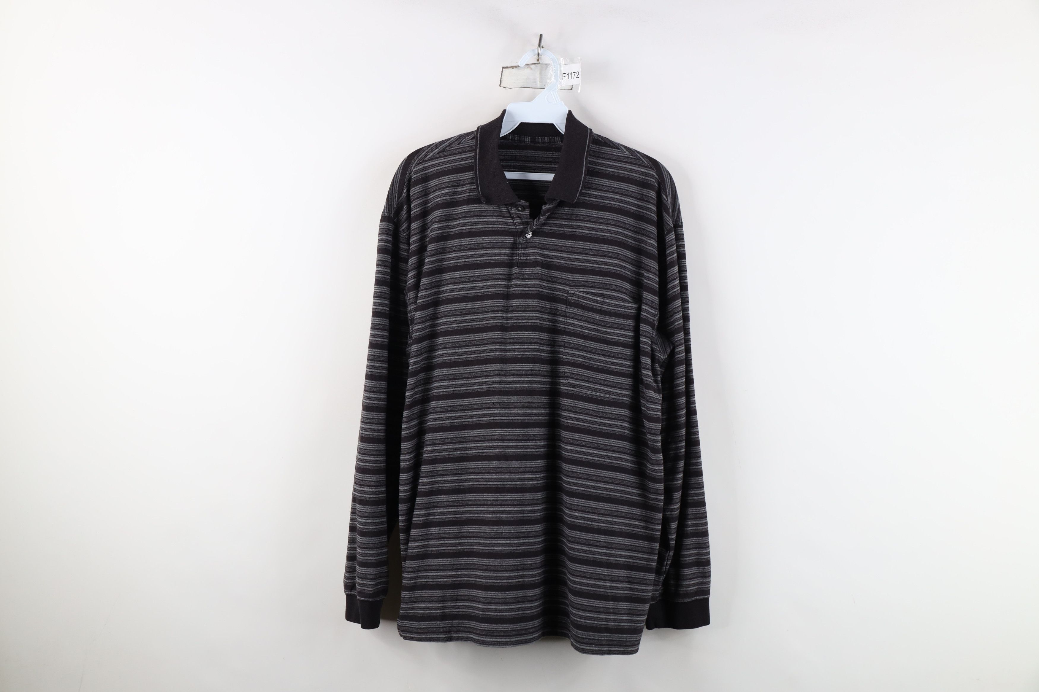 Vintage Vintage 90s Streetwear Striped Knit Long Sleeve Polo Shirt Size US M / EU 48-50 / 2 - 1 Thumbnail
