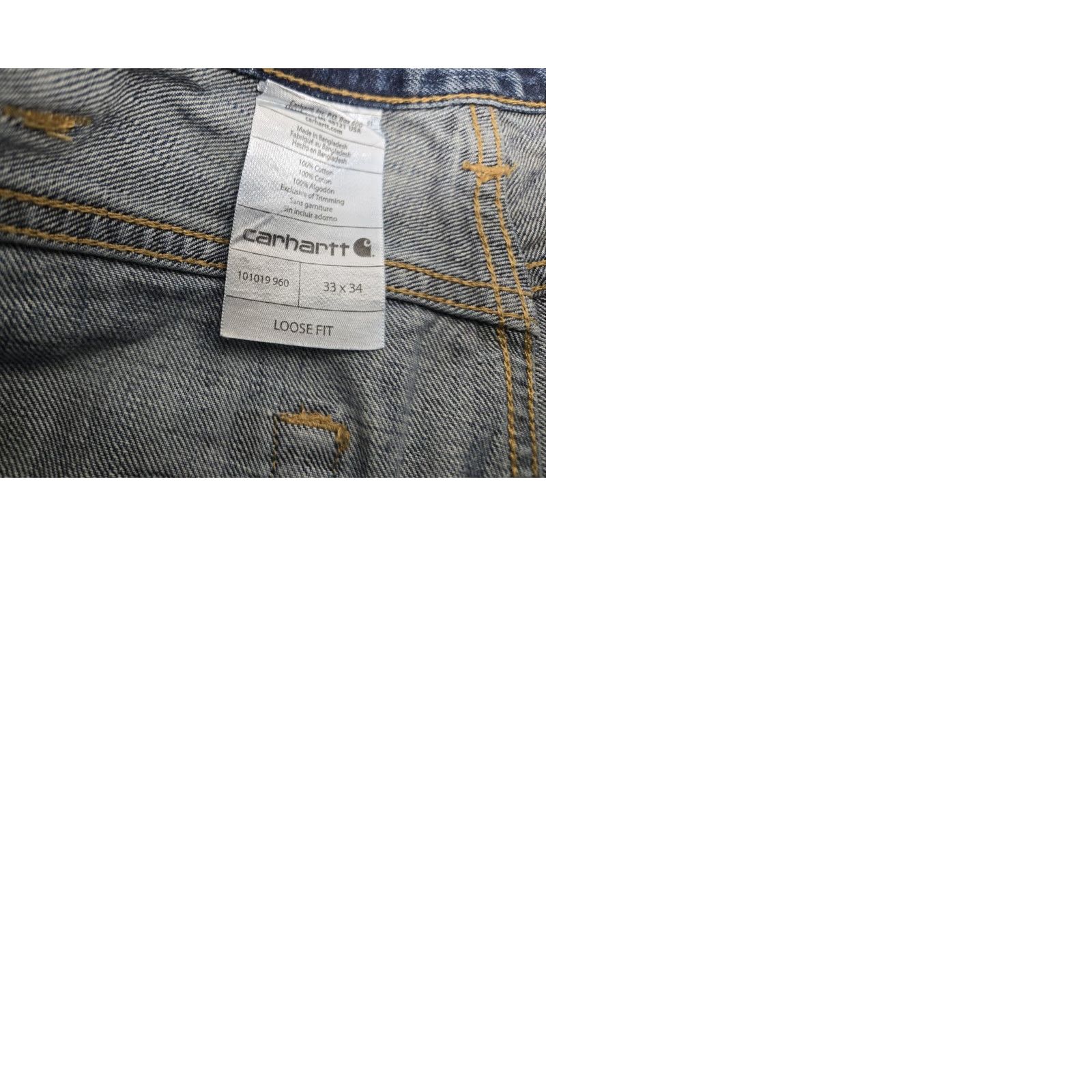 Carhartt Carhartt Jeans 101019 960 Loose Fit Straight Leg Mens Denim Work Jeans 33x34 Blue Regular 34 Inseam Mens Denim Jeans Tight Hole Size US 33 - 9 Thumbnail