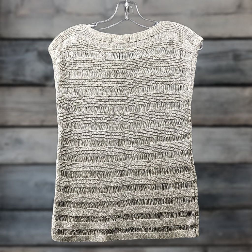 Cynthia Rowley Cynthia Rowley Open Knit Sweater Womens M Metallic Sleeveless Vest Boat Neck Shirt Size M / US 6-8 / IT 42-44 - 1 Thumbnail