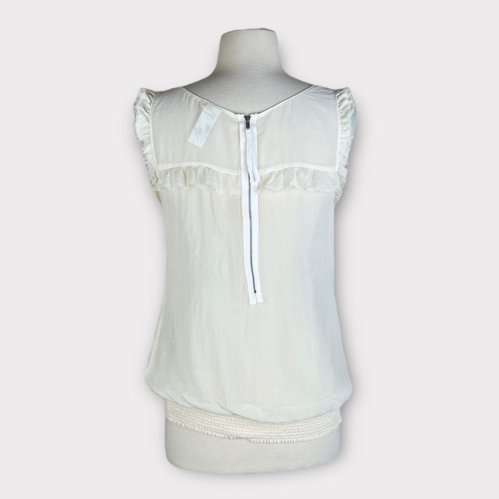Guess Guess | Vintage Y2K Sheer SILK Ivory Blouse | Medium Size M / US 6-8 / IT 42-44 - 8 Thumbnail