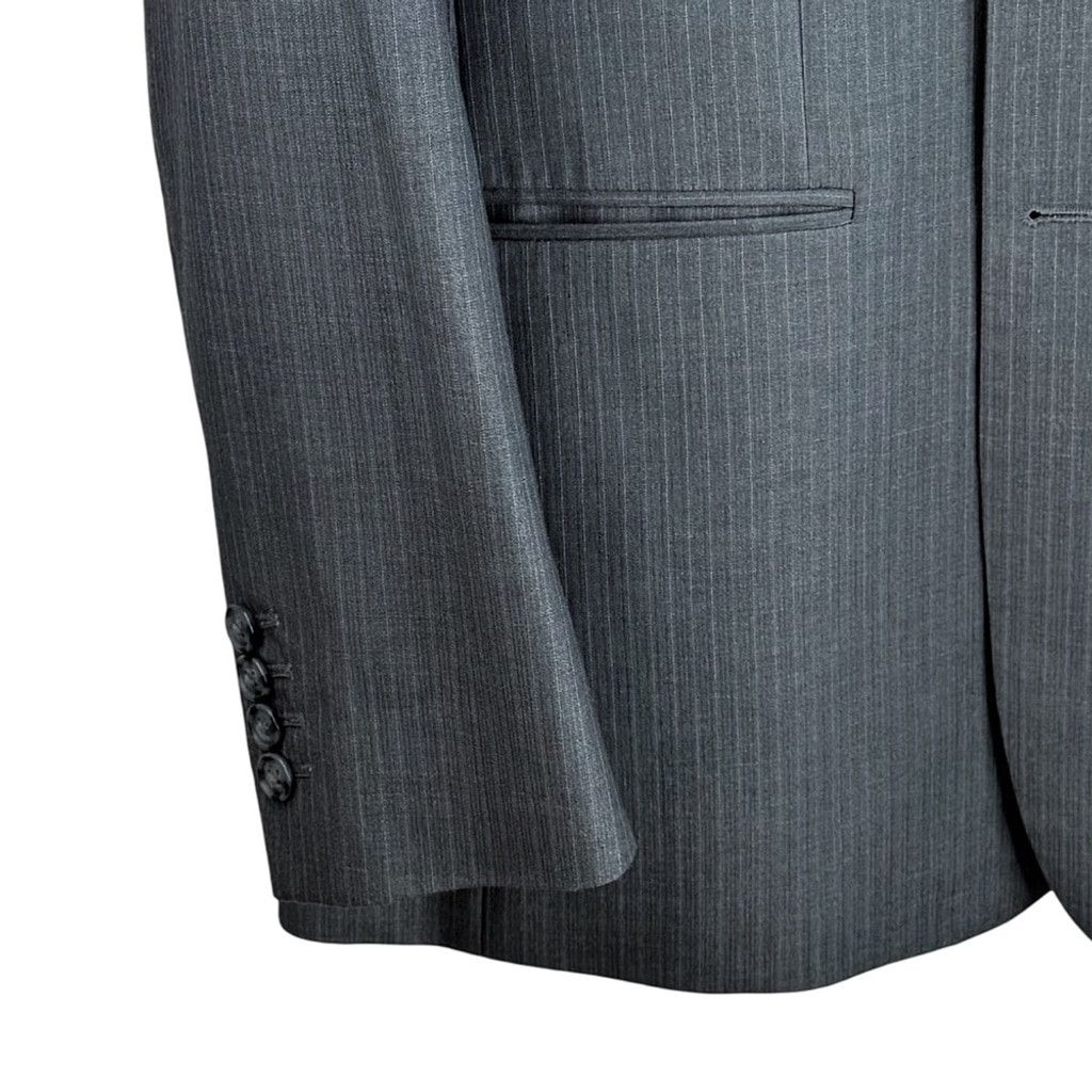 Perry Ellis PERRY ELLIS Men's Grey Pin Striped SUIT JACKET 42 Regular Size 42R - 4 Thumbnail