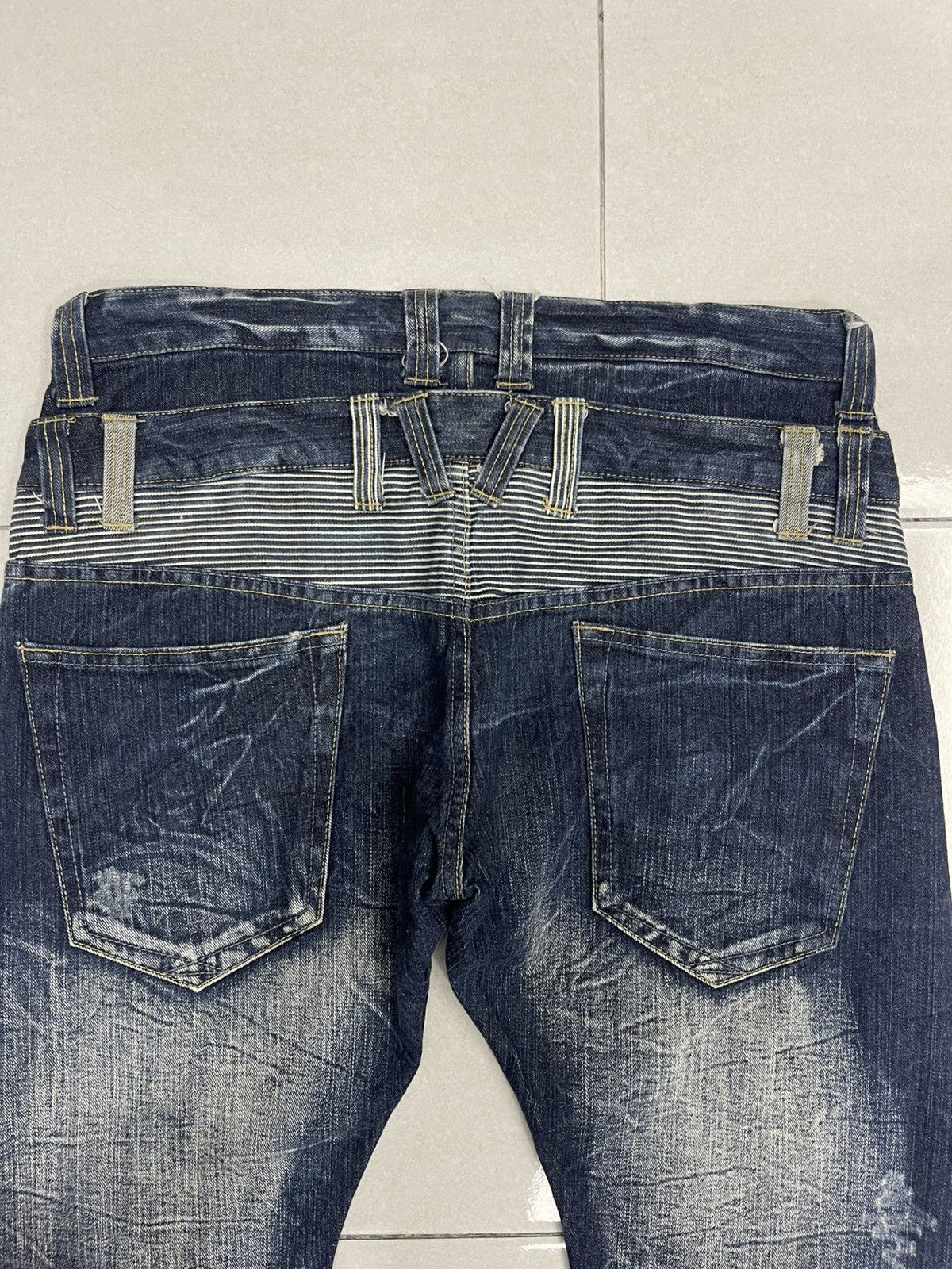 Japanese Brand Dominate Handcrafted Jeans Double Waist Hickory Stripe Denim Size US 35 - 8 Thumbnail