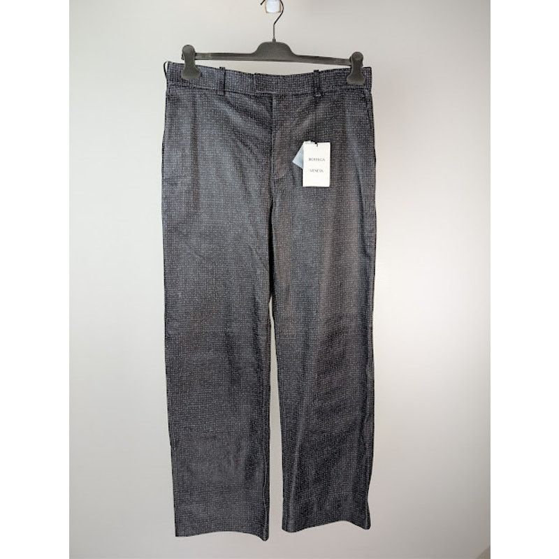 Bottega Veneta o1rshd1 Paddington Printed Leather Trousers Pant Black/ Grey Size US 34 / EU 50 - 1 Thumbnail
