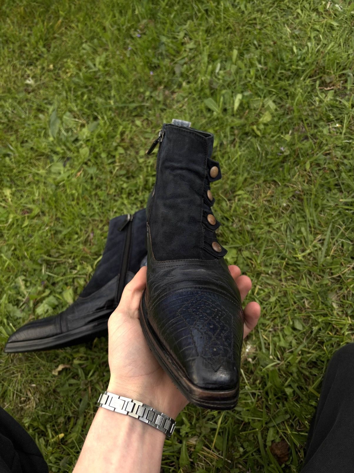 Jo Ghost Jo Ghost Handmade Leather Navy Blue Made in Italy | Size 40 Size US 7.5 / EU 40-41 - 3 Thumbnail