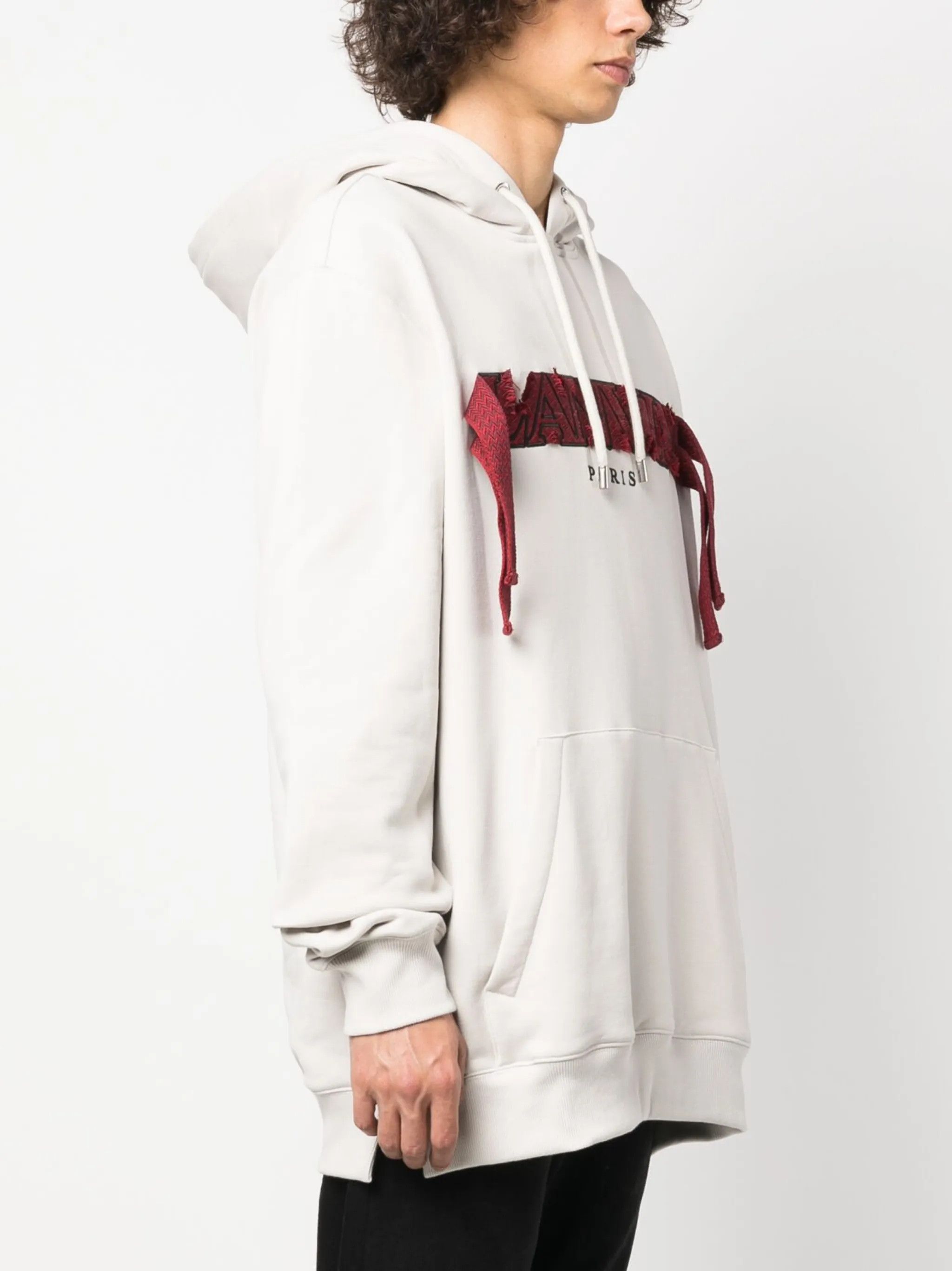 Lanvin o1y0225 Embroidered Logo Hoodie in Light Grey Size US XL / EU 56 / 4 - 3 Thumbnail