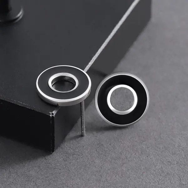 Jewelry × Other Black Round Circle Stud Earrings for Men Women,Punk Hip Hop Size ONE SIZE - 3 Thumbnail